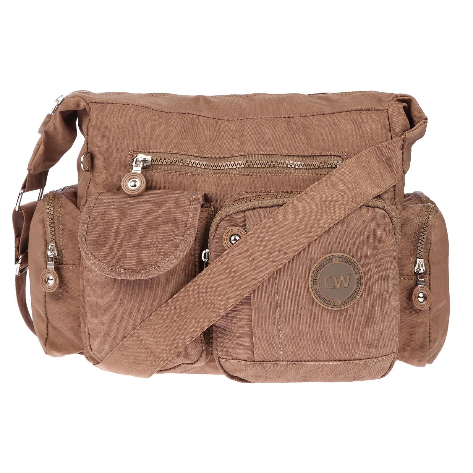 Christian Wippermann Umhängetasche Damen Handtasche Crinkle Nylon Umhängetasche Schultertasche Tasche (1 tlg)