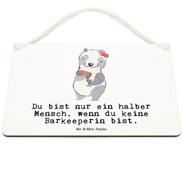 Mr. & Mrs. Panda Hinweisschild DIN A6 Barkeeperin Herz - Weiß - Geschenk, Bartender, Barbesitzerin, (1 St), Aufhängung inklusive