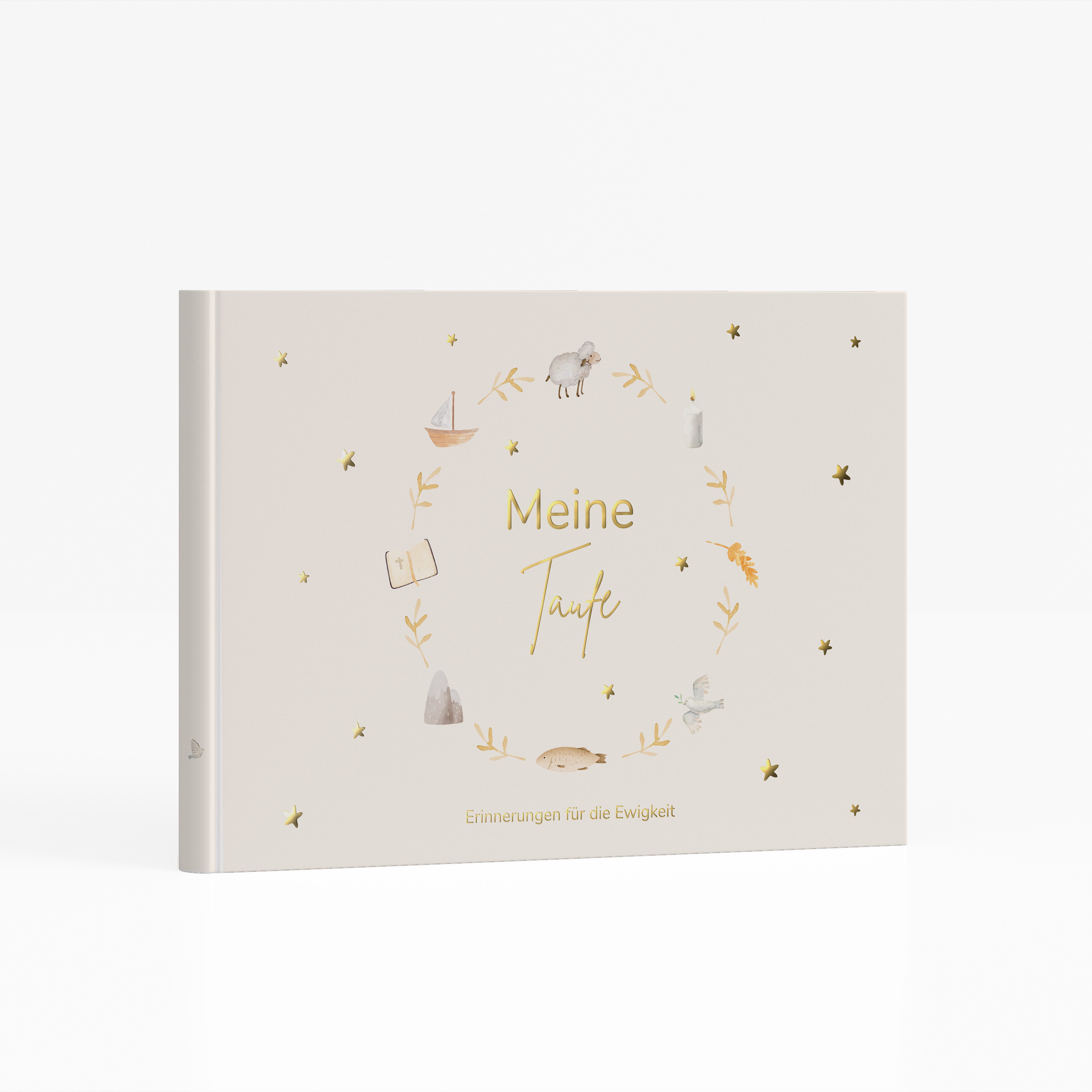 MeinBaby123® Tagebuch Taufbuch vergoldet, Meine Taufe, Taufalbum Erinnerungsalbum, Geschenk zur Taufe, Gästebuch Taufe, Fotobuch Taufe