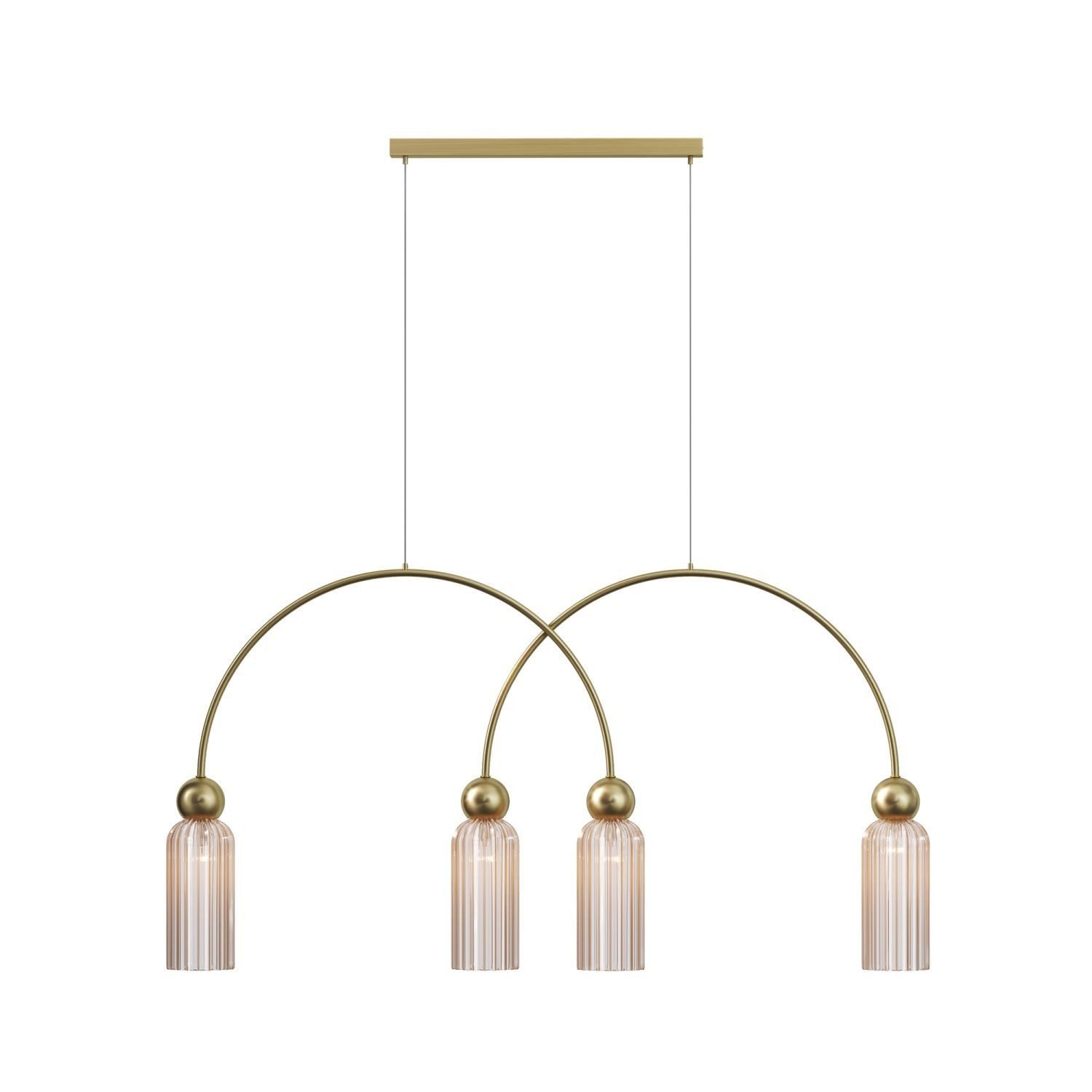 Licht-Erlebnisse Pendelleuchte ORNO, ohne Leuchtmittel, Glas Metall H: max. 60 cm in Gold Cognac E14 4-flammig rund Modern