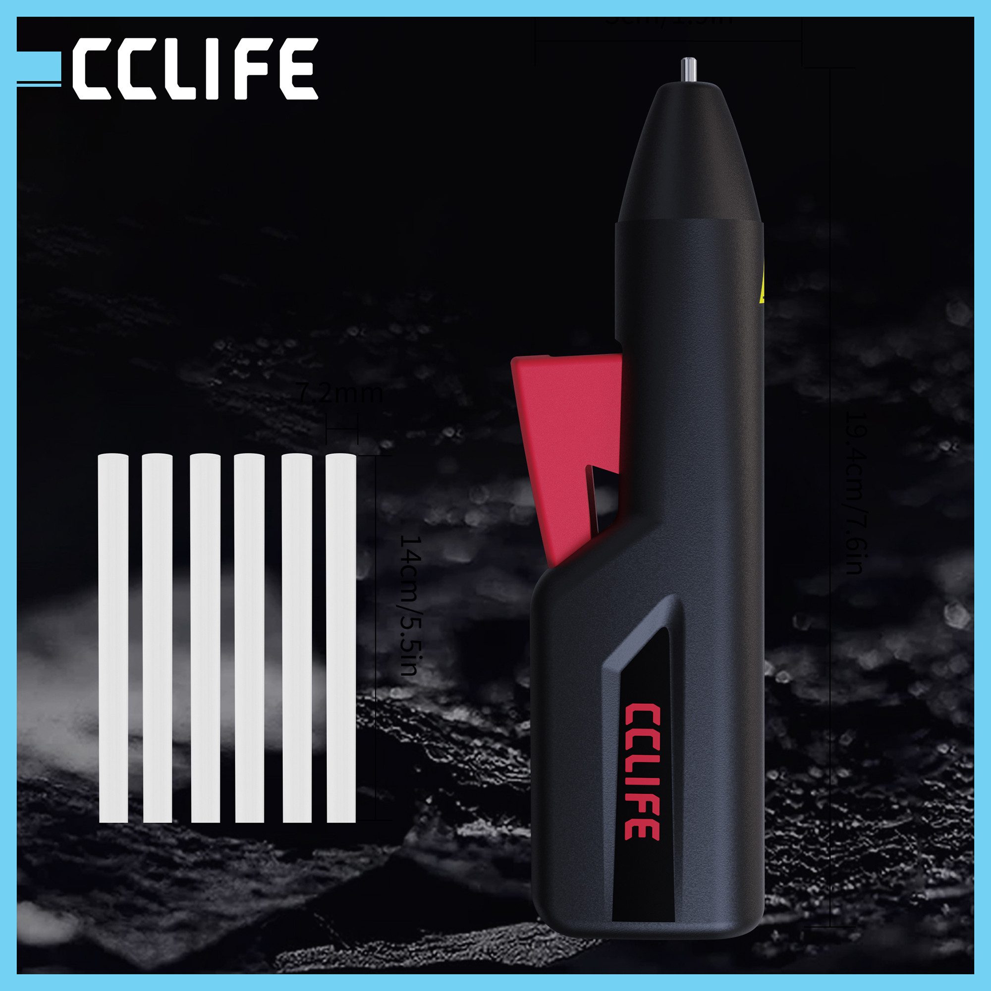 CCLIFE Heißklebestift CCLIFE Heissklebepistole Akku 25s Schnell Aufheizen Klebepistole Typ C
