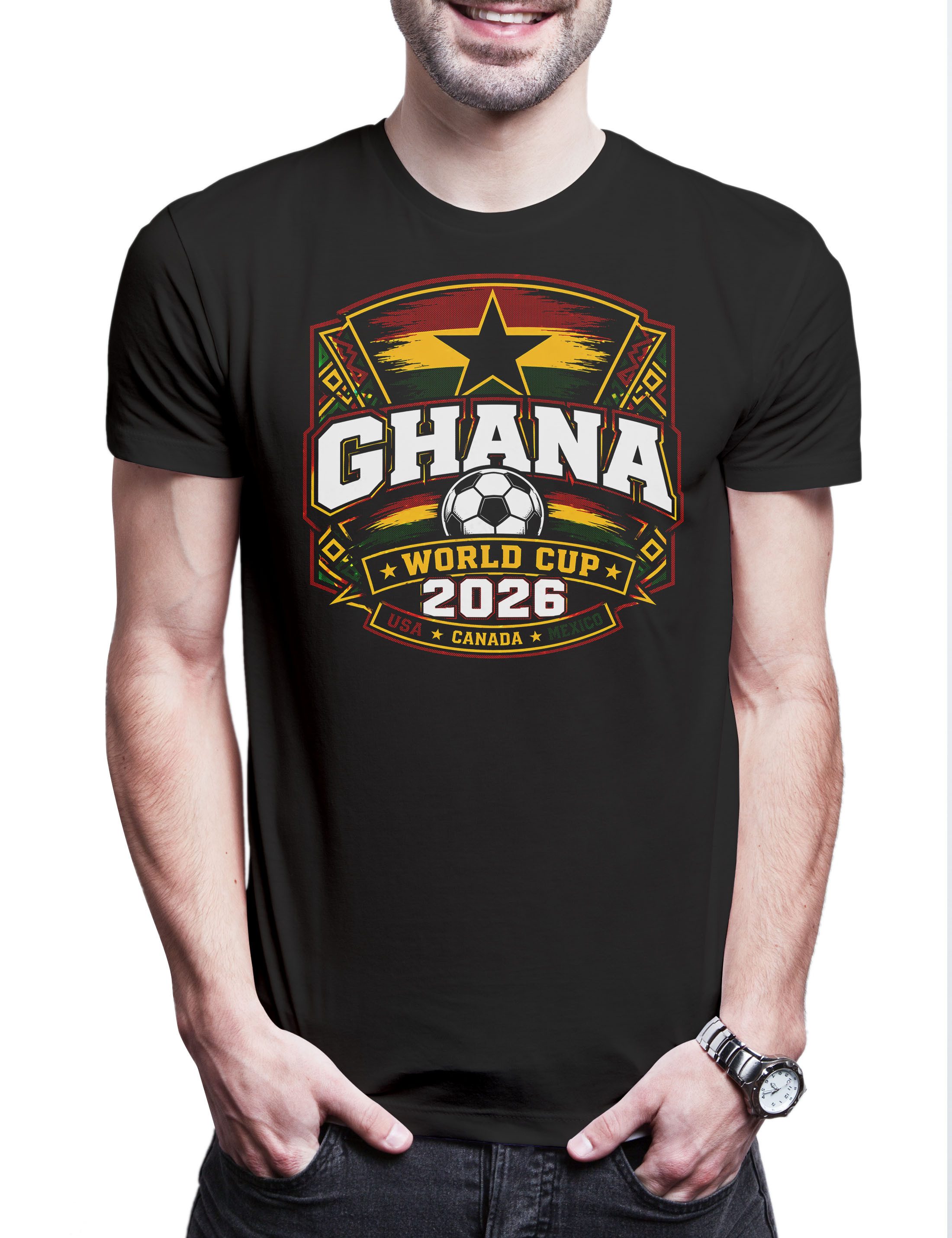 Urban Backwoods Print-Shirt Team Ghana 1 Herren T-Shirt Accra Ashanti Adinkra Kente Black Star (1-tlg) Fußball WM Soccer Football