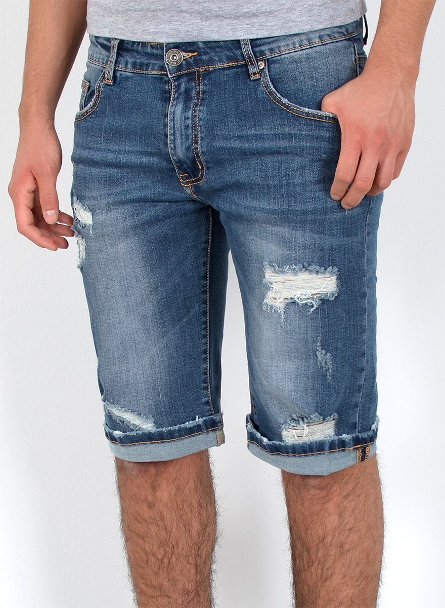 ESRA Jeansshorts A362 Herren Jeans Herrren Look, A370 Hose, Jeans Stretch, Übergröße Destroyed kurze Rissen Große Jeansshorts Herren mit Straight Jeanshose, Jeans Shorts Herren Jeansblau Hose Herren Sommer Comfort für kurze Capri Destroyed Plussize kurze Shorts, Herren im Herren Shorts mit Jeans Größe, / Capri bis Capri Regular Hose Jeanshose