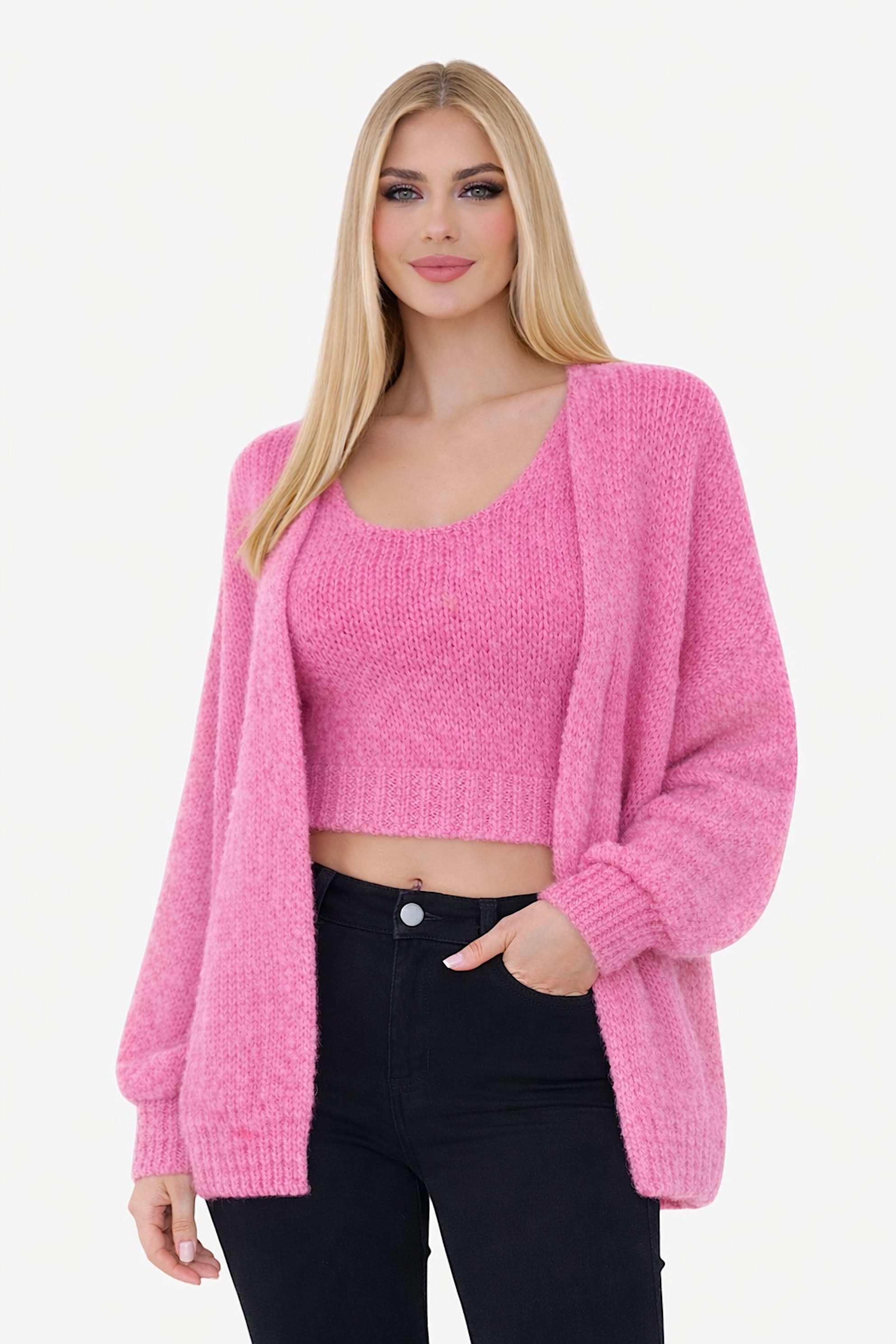 Worldclassca 2-in-1-Strickjacke WORLDCLASSCA Damen Cardigan Strickjacke + Strick Top 2 Tlg Fashion Neue Kollektion - Stilvolle und gemütliche Strickmode für Damen