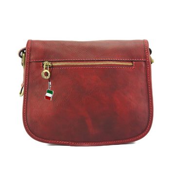 FLORENCE Schultertasche Florence Umhängetasche Damen Handtasche (Schultertasche), Damen Leder Schultertasche, Umhängetasche, rot ca. 24cm