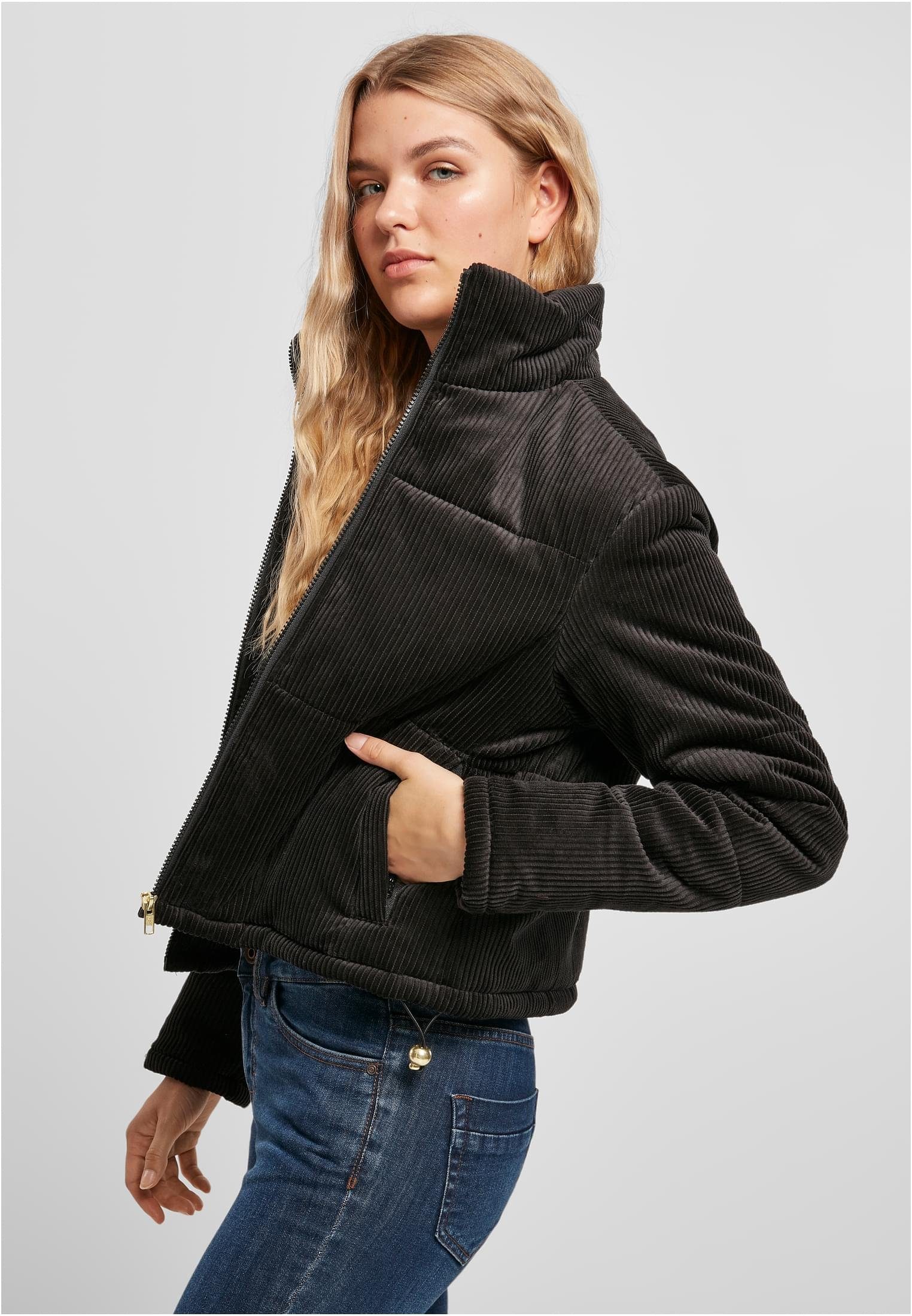 Winterjacke Jacket Puffer (1-St) CLASSICS Corduroy Damen URBAN Ladies black