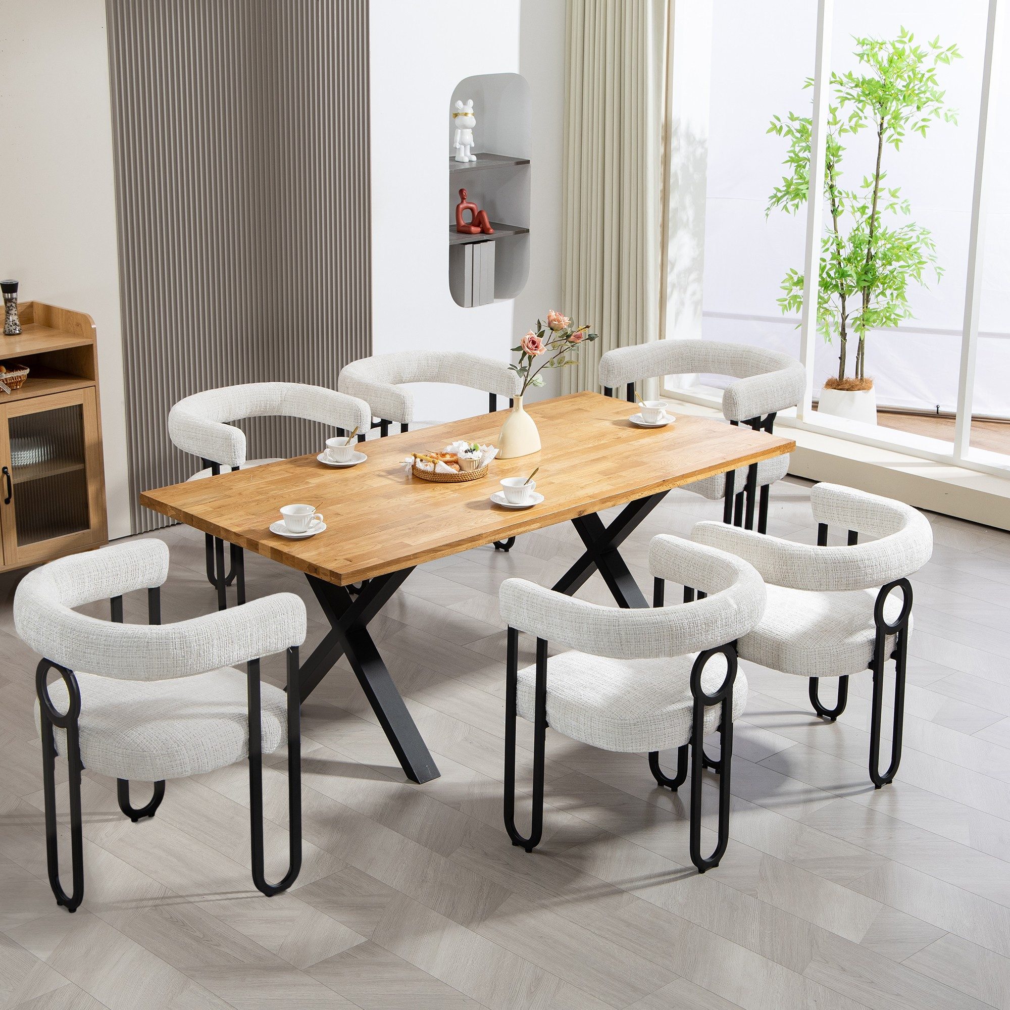 LVHOM Gartenstuhl Retro-Ring Metall 2-/4-/6er-Set, Chenille/PU günstig online kaufen