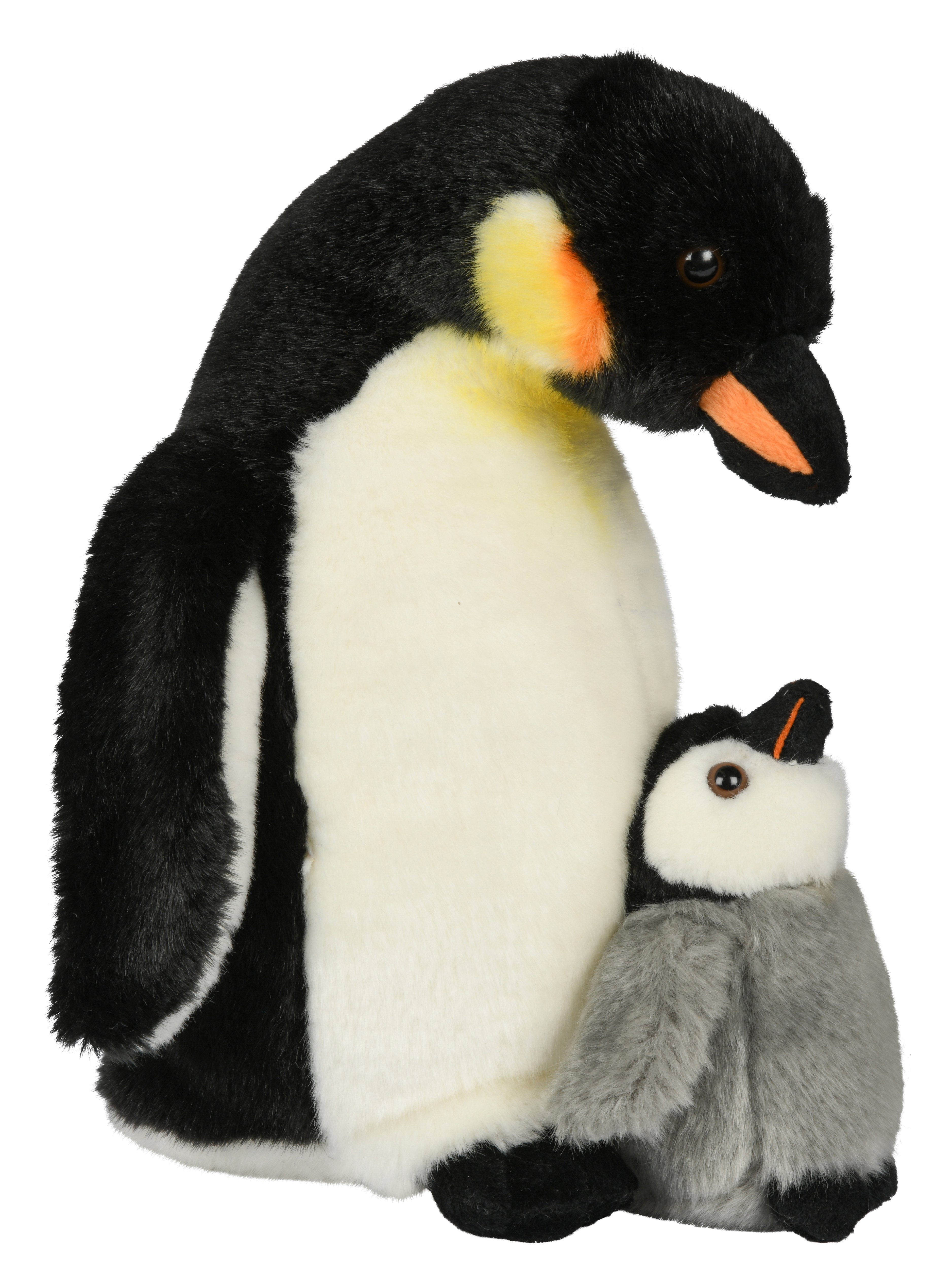 Uni-Toys Kuscheltier Kaiserpinguin m. Baby - Höhe 26 cm - Plüsch-Vogel, Pinguin, Plüschtier, zu 100 % recyceltes Füllmaterial