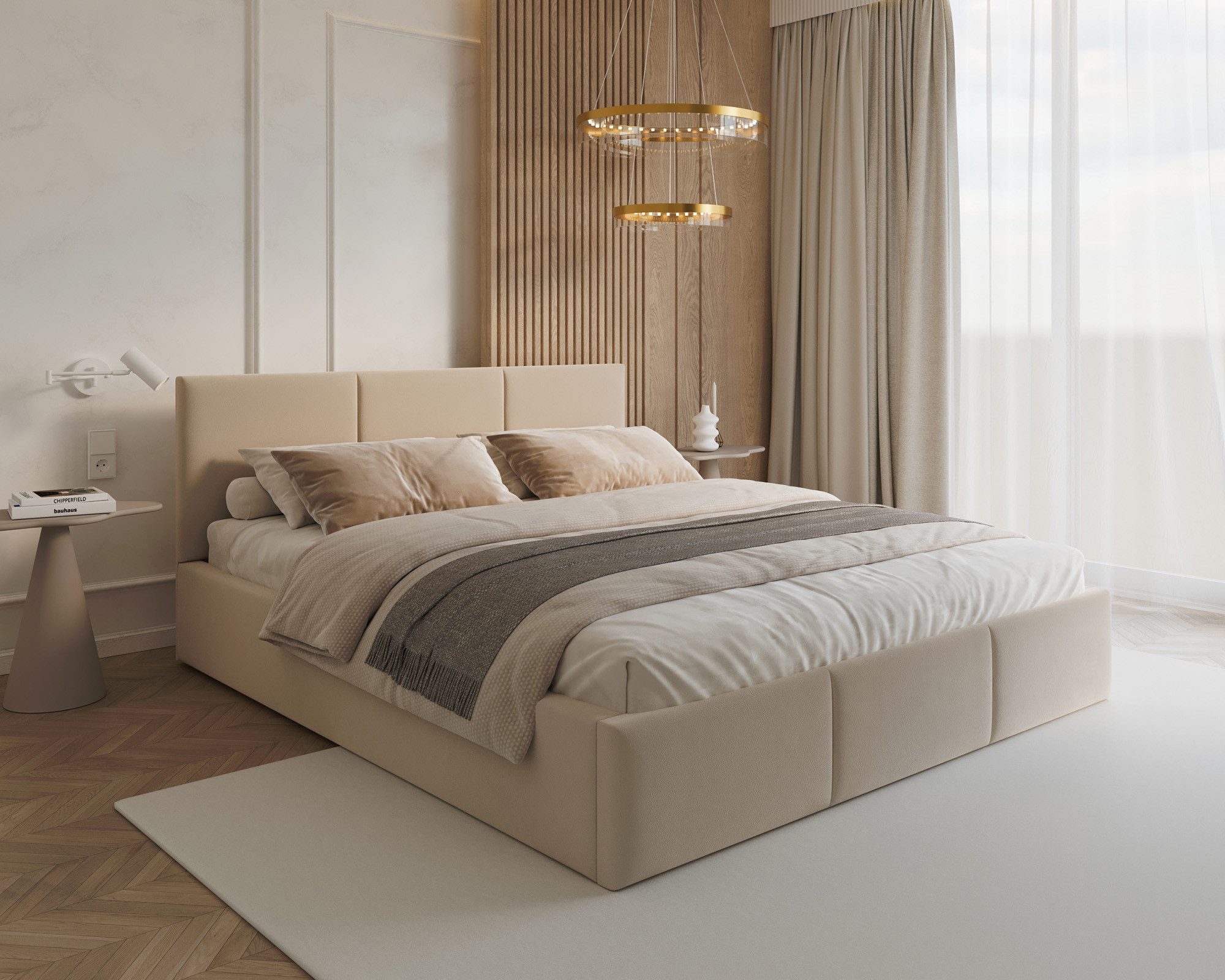 thematys Polsterbett mit Bettkasten & Lattenrost – Stauraumbett Velours 120x200–180x200 (Optional mit 28 cm H3/H4 Taschenfederkern oder 23 cm Taschenfederkern-Matratze H2)