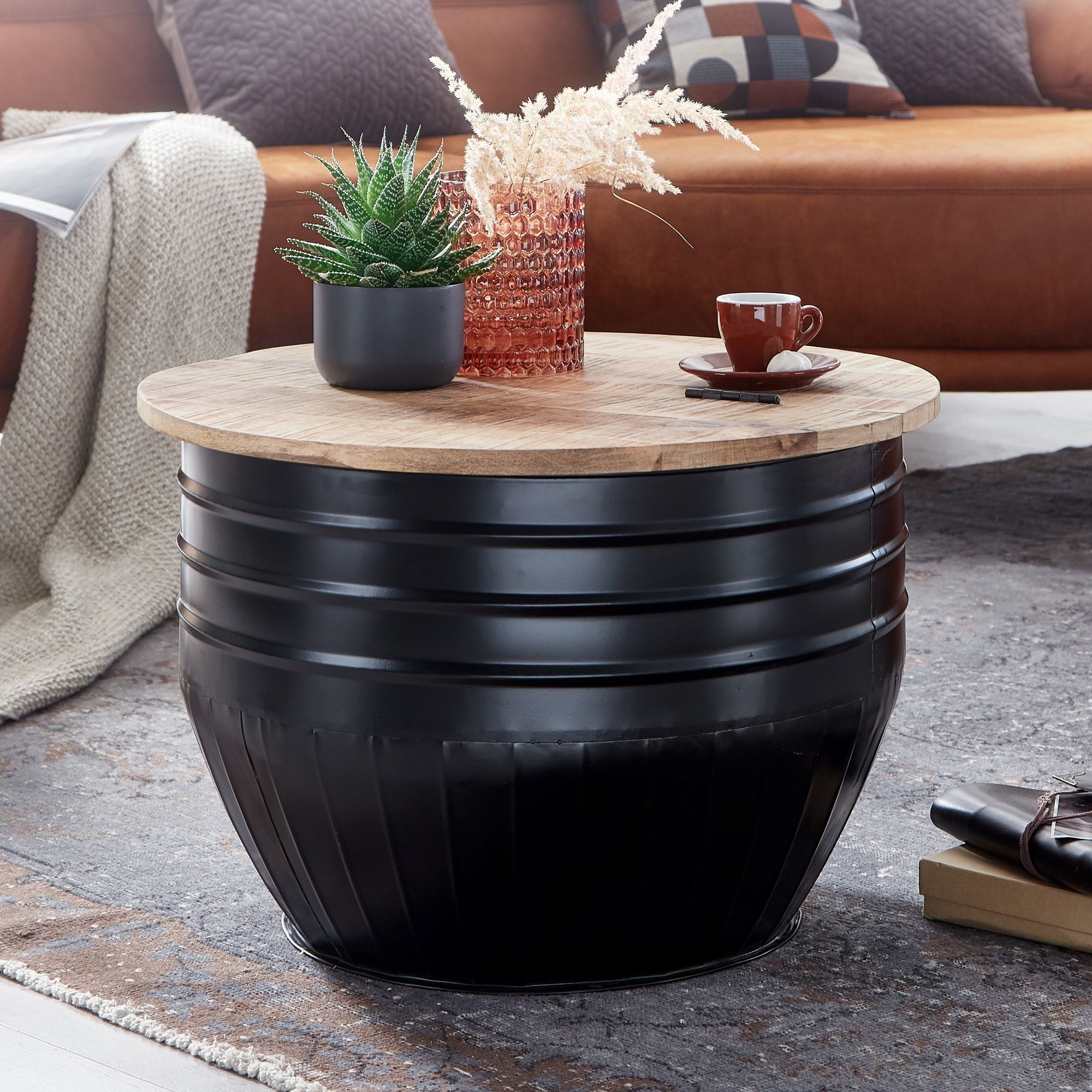 FINEBUY Couchtisch Couchtisch Holz Rund Sofatisch günstig online kaufen