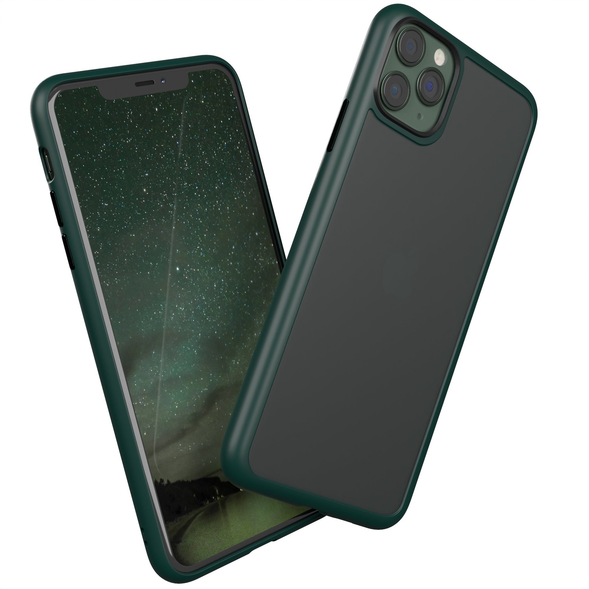 EAZY CASE Handyhülle Outdoor Case für Apple iPhone 11 Pro Max 6,5 Zoll, Slim Cover Durchsichtig Robust Back Cover stoßfest Grün / Nachtgrün