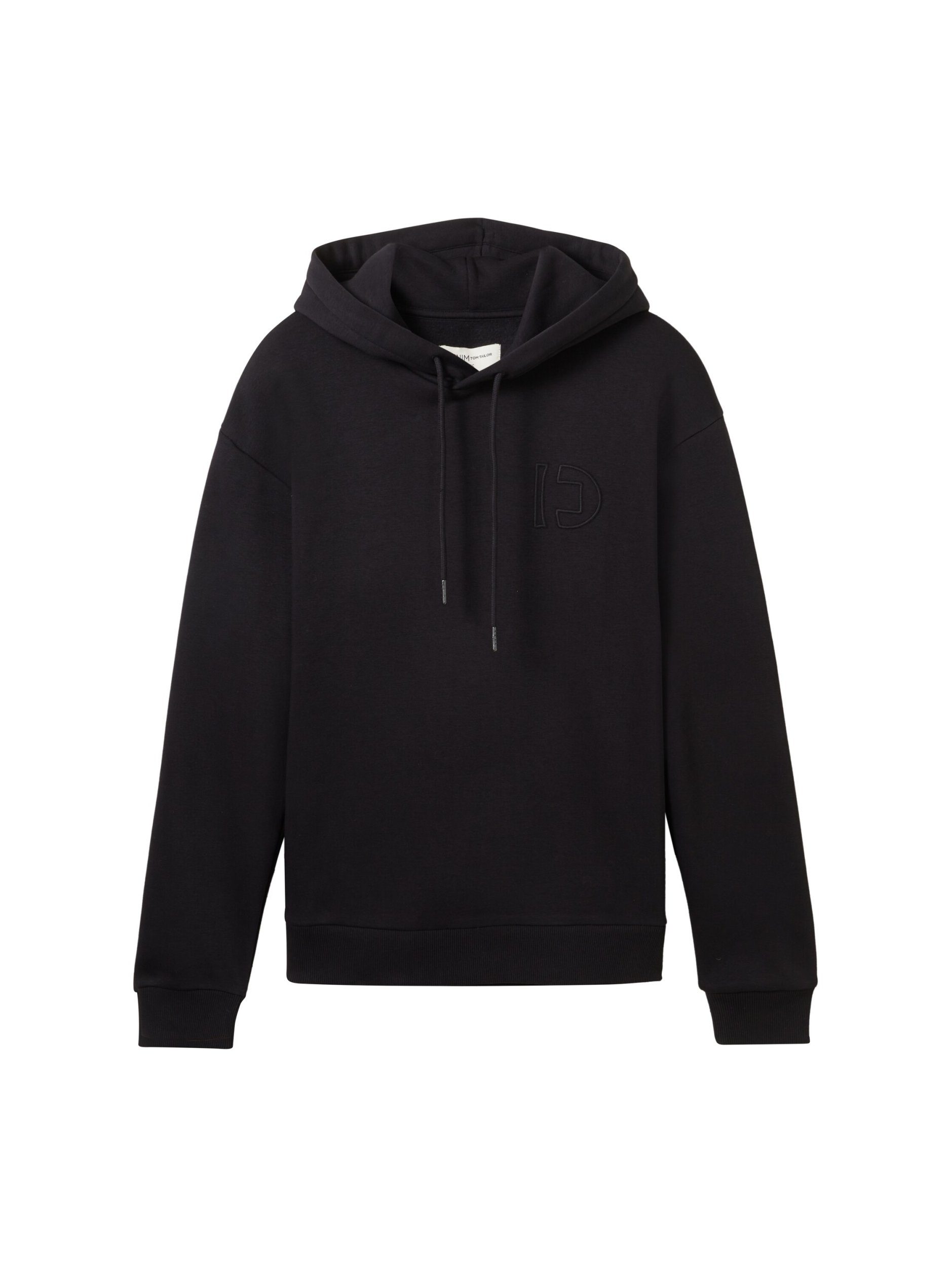 Black Sweatshirt TOM TAILOR with hoodie embroidery Denim