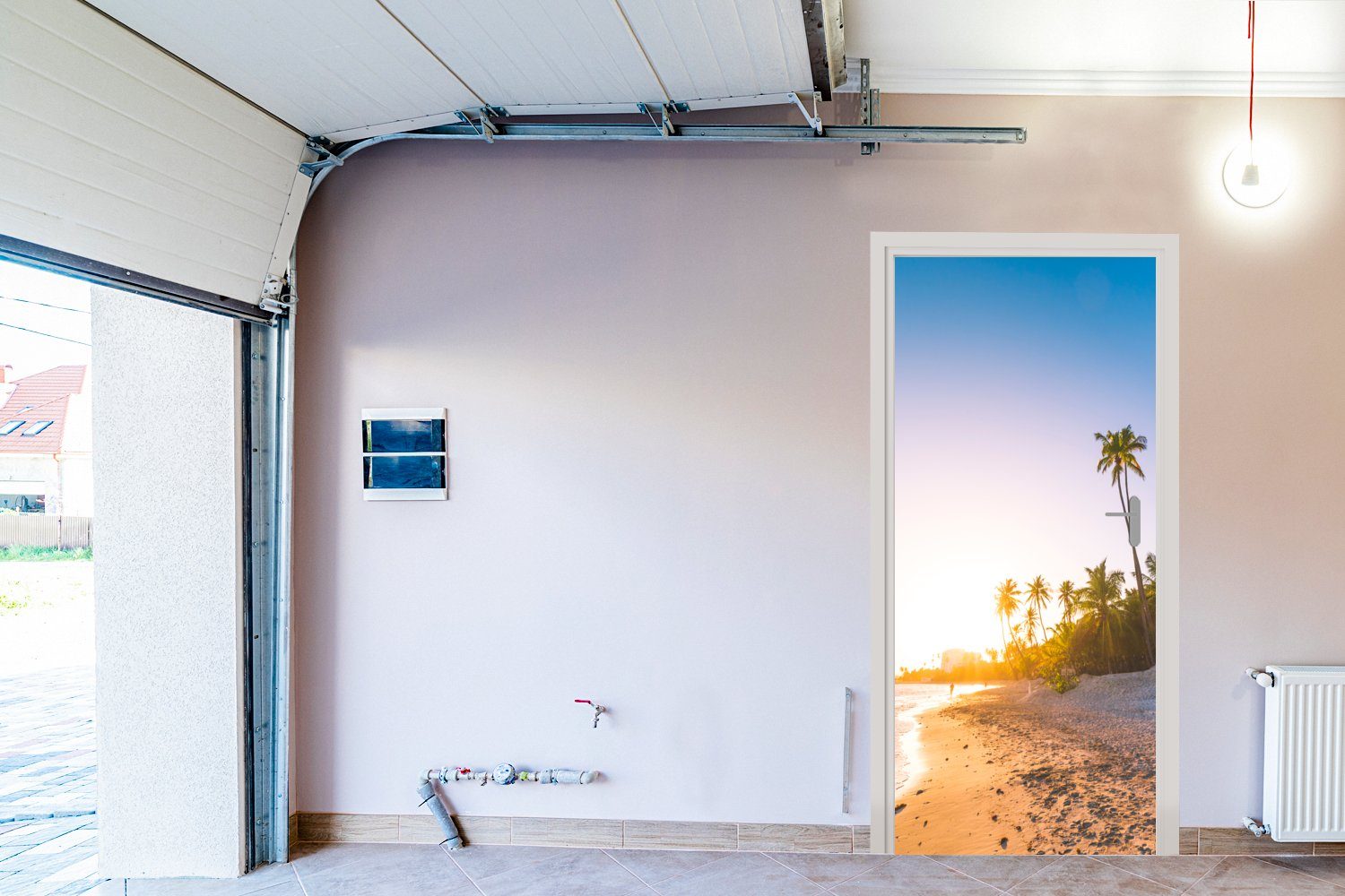 MuchoWow Türtapete Strand - für - Türaufkleber, Palme 75x205 cm St), Tür, bedruckt, (1 Sand, Fototapete Matt