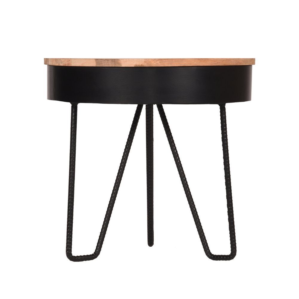 Beistelltisch und Metall Natur-hell Schwarz Möbel in Mangohol, Nelani und aus RINGO-Living Beistelltisch