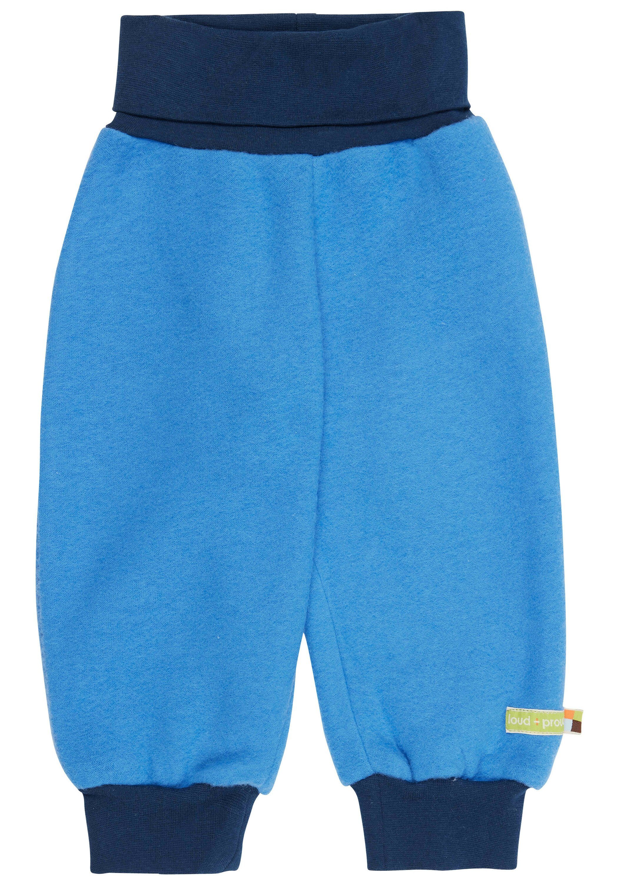 Wollfleece-Hose + Dehnbund-Hose loud proud Baby INDIGO mit Umschlagbund