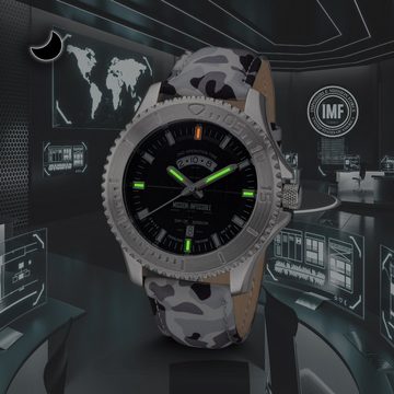 Kronsegler Quarzuhr Mission Impossible Armbanduhr H3 Tritium, m. Lederband