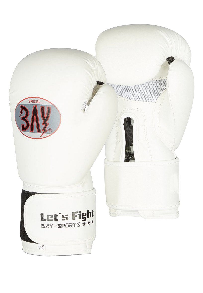 10 12 White Sparring, Boxen Boxhandschuhe Let´s Radiant BAY-Sports Unzen, Klett, Training, - - Mesh Fight 8 Kickboxen, Wettkampf weiß Box-Handschuhe