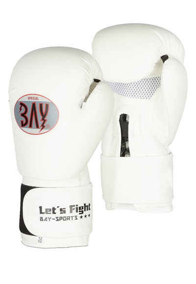 BAY-Sports Boxhandschuhe Let´s Fight Radiant White Box-Handschuhe Mesh weiß Boxen Kickboxen, Klett, 8 - 10 - 12 Unzen, Sparring, Training, Wettkampf