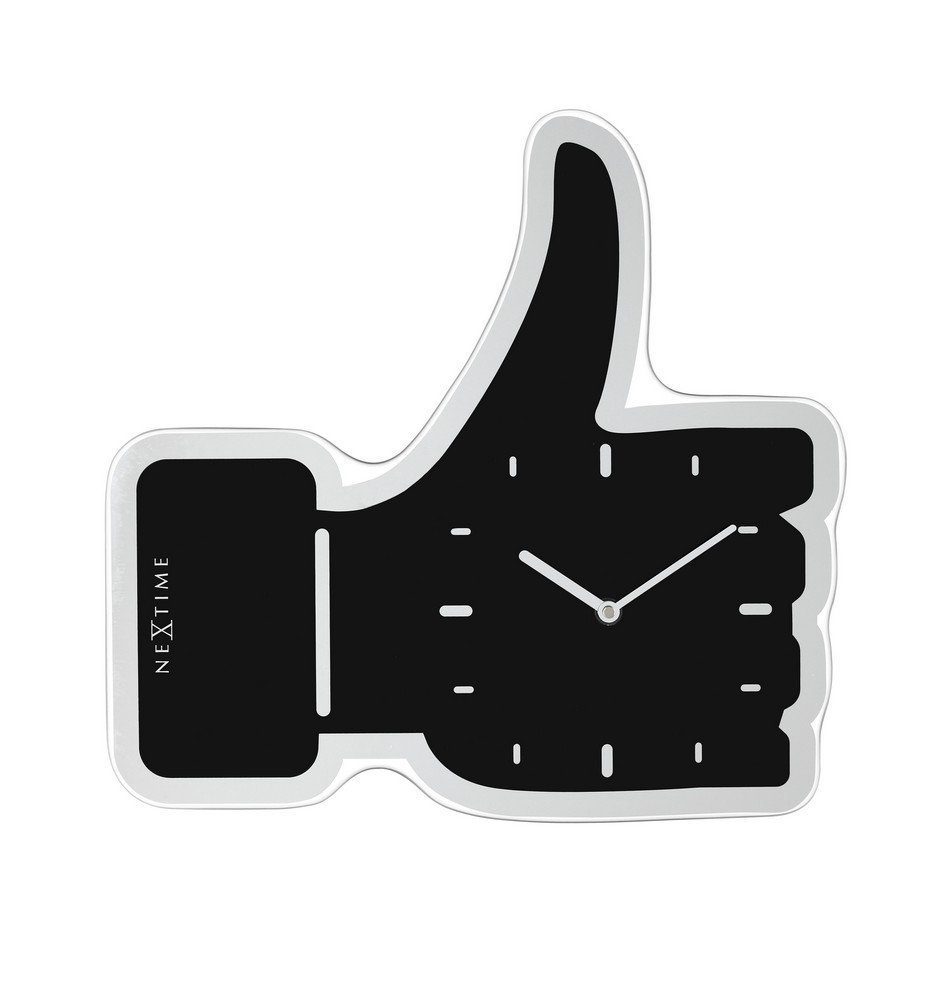 NEXTIME Wanduhr Wanduhr Designeruhr Uhr Modern Thumbs Up Liken Schwarz 40x41cm