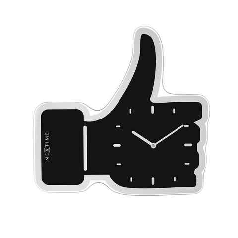 NEXTIME Wanduhr Wanduhr Designeruhr Uhr Modern Thumbs Up Liken Schwarz 40x41cm