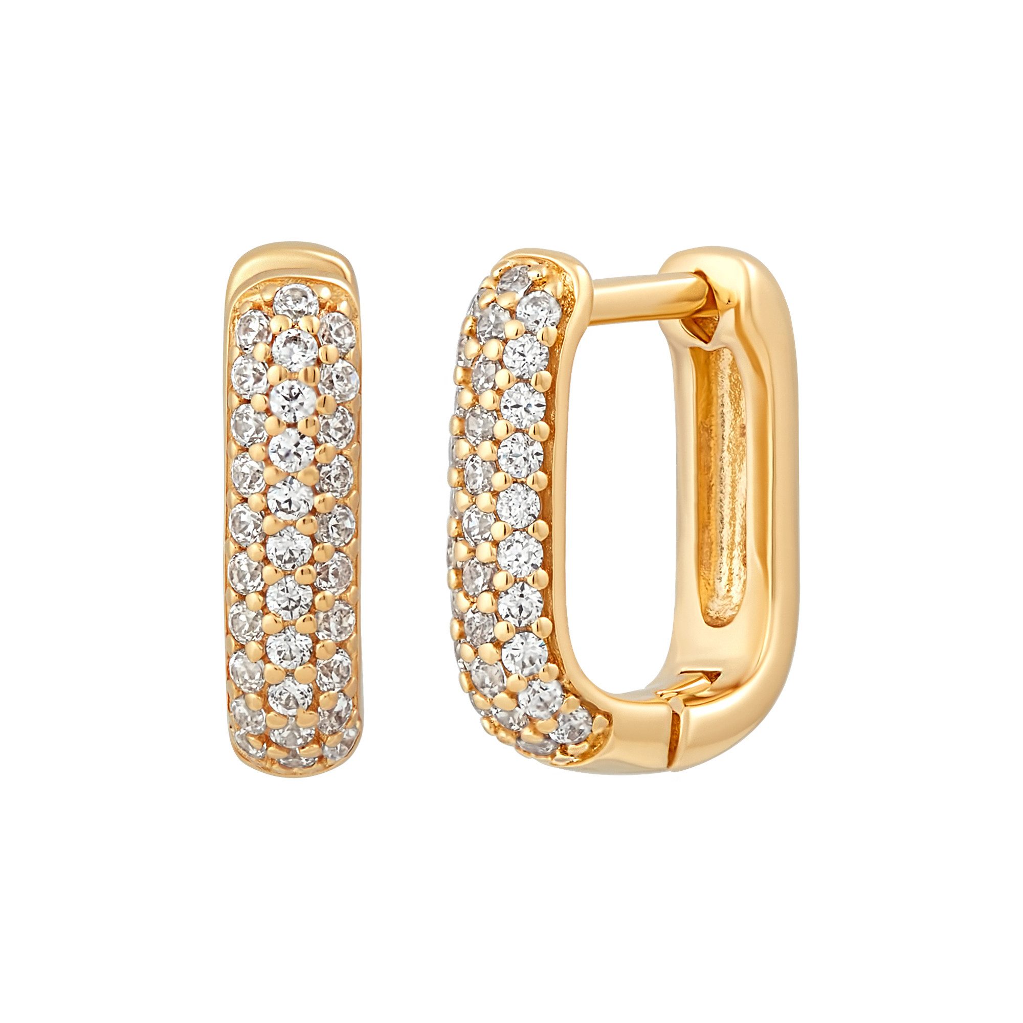 Paar Creolen 925 Silber vergoldet Zirkonia