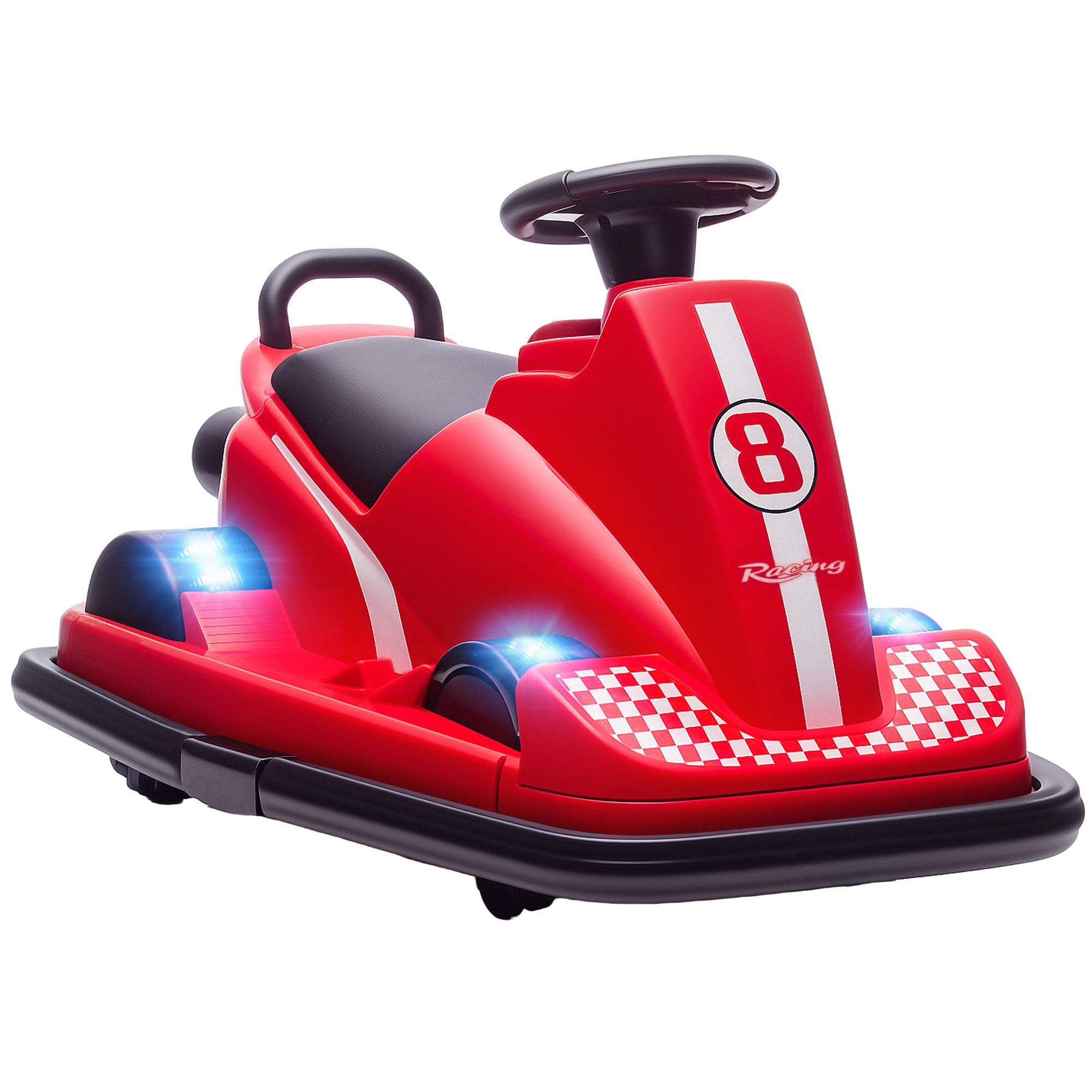 AIYAPLAY Elektro-Kinderauto Kinder Autoscooter, Bumper Car, 360° drehbar, Sanftstart, Belastbarkeit 30 kg, (1-tlg), Musikfunktion, 3-8 Jahre, Rot