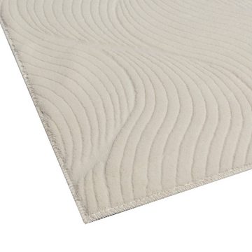 Teppich Teppich Wohnzimmer rutschsicher Wellenmuster creme, Teppich-Traum, rechteckig, Höhe: 16 mm