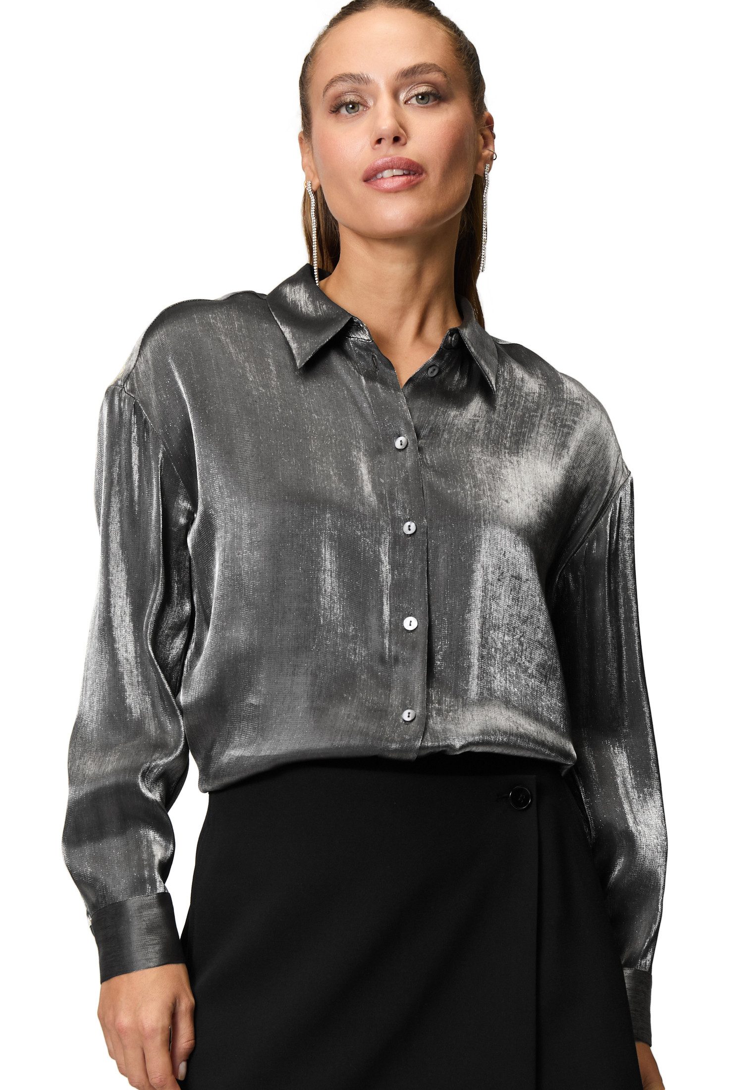 Klassische Bluse zero Bluse glänzend mit Knopfleiste