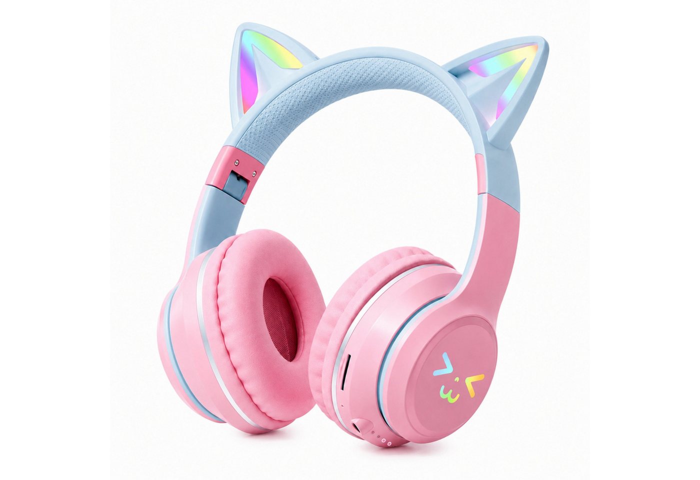 ANYSUN Bluetooth Kopfhörer,RGB-LED-Leuchten,Bluetooth 5.1,HiFi Sound, Over-Ear-Kopfhörer (Bluetooth, 60dB Rauschunterdrückung,Einstellbar,Kopfhörer Bluetooth für Reise)