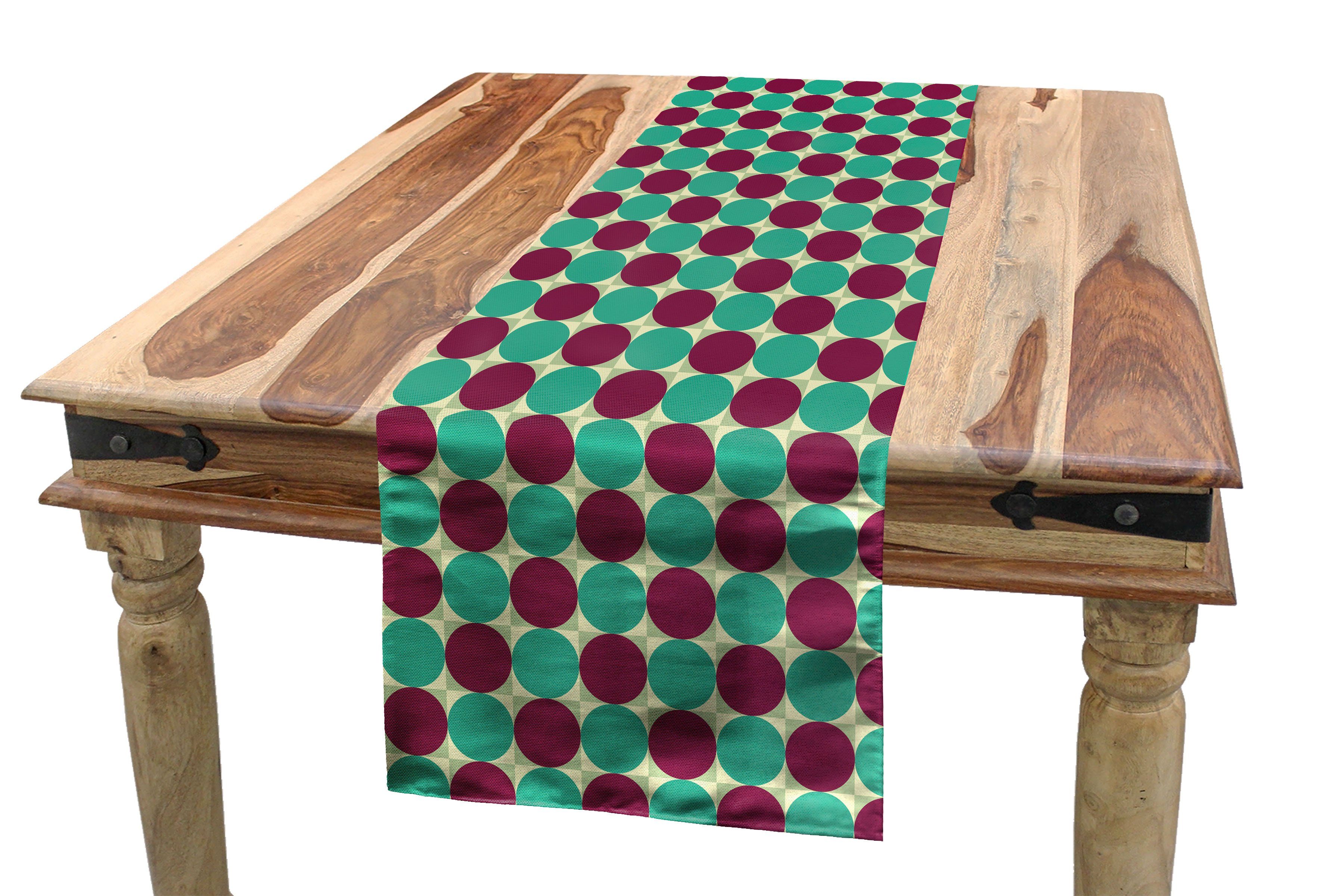 Tischläufer, Rechteckiger Quadrate Dekorativer Tischläufer Kreise in Küche Abstrakt Abakuhaus Esszimmer