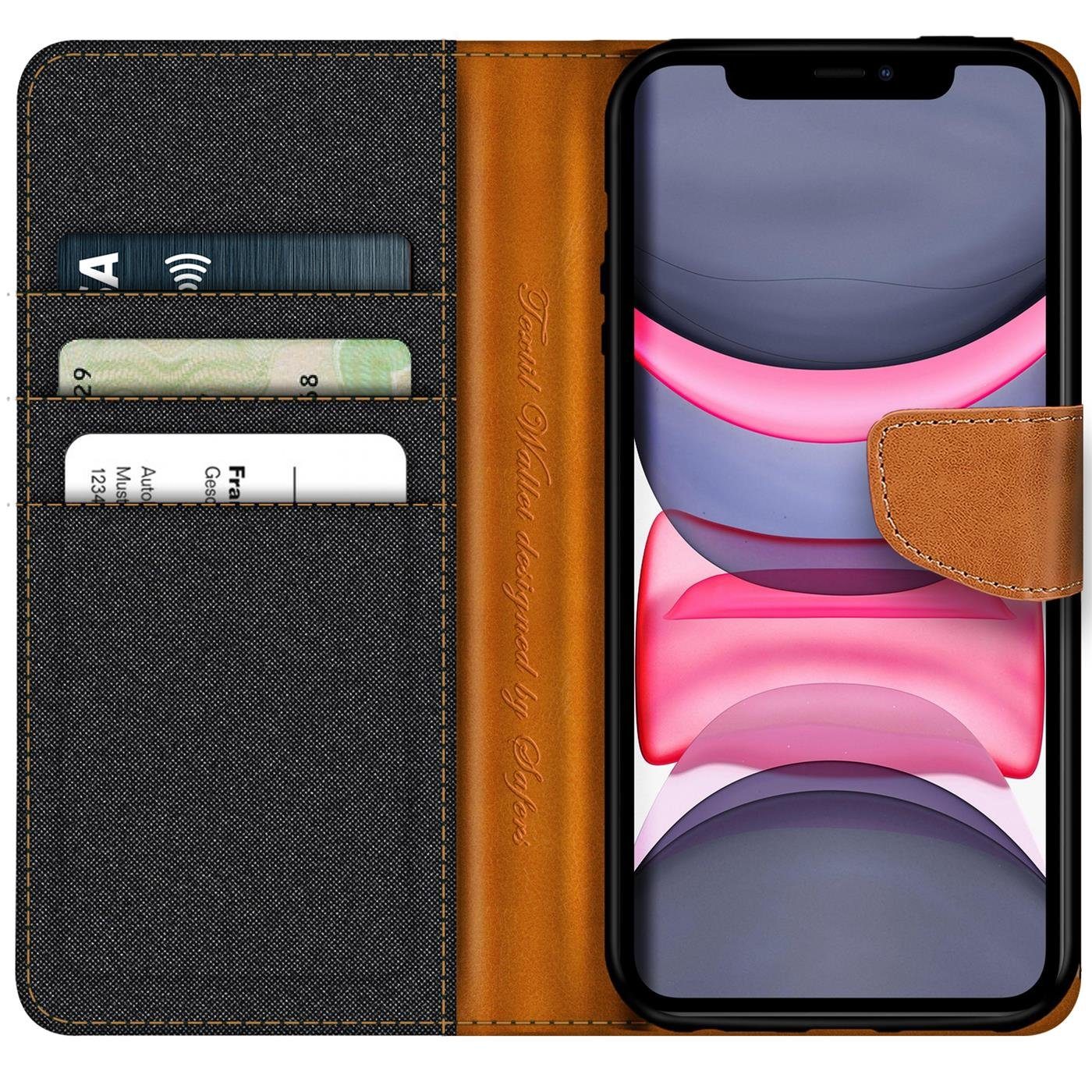 CoolGadget Handyhülle Denim Schutzhülle Flip Case für Apple iPhone 11 6,1 Zoll, Book Cover Handy Tasche Hülle für iPhone 11 Klapphülle