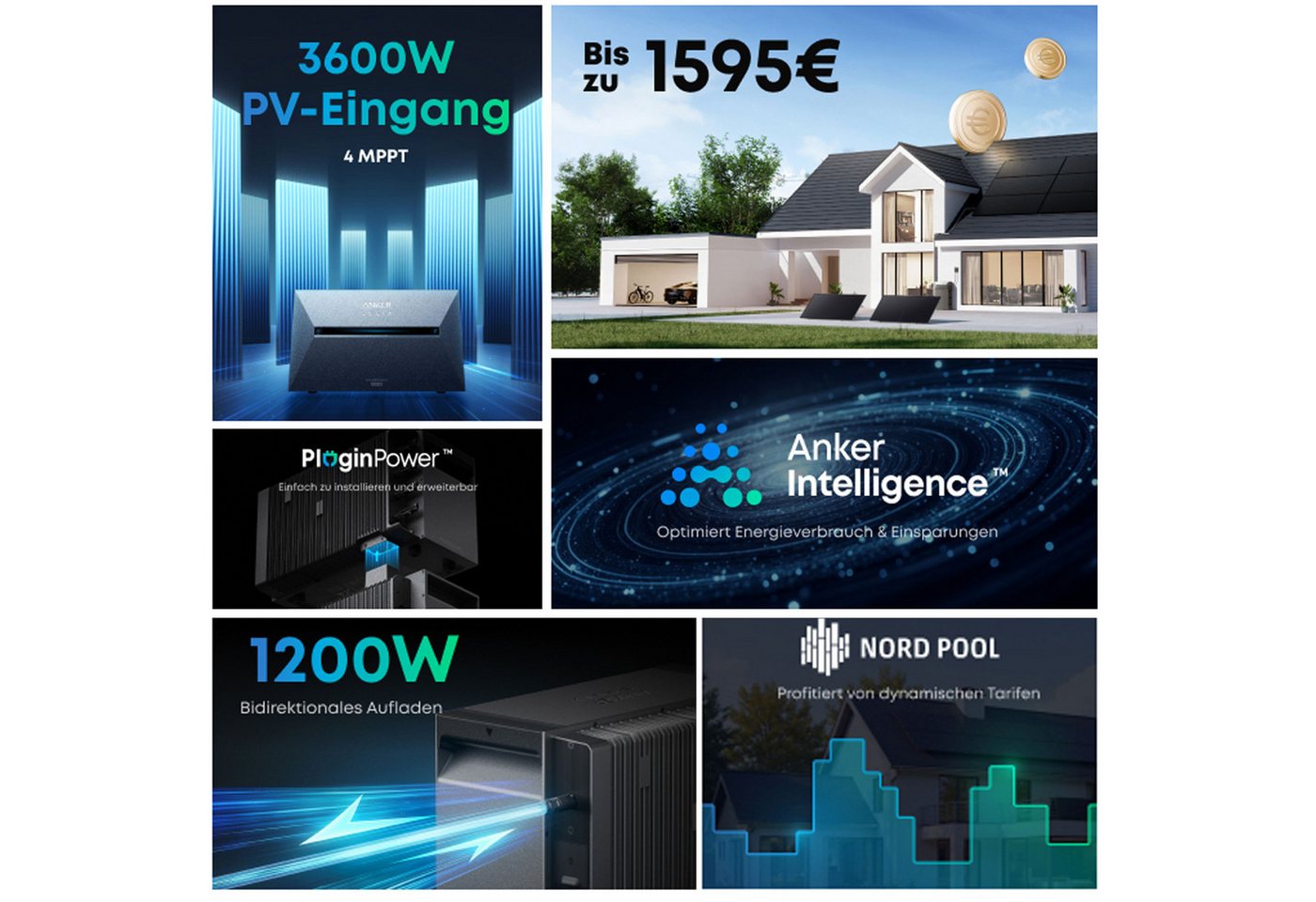Thumbnail - E.For.U Solaranlage 890W Balkonkraftwerk mit Speicher Anker Solix Solarbank 3 E2700 Pro, (mit optionaler BP2700 Erweiter...