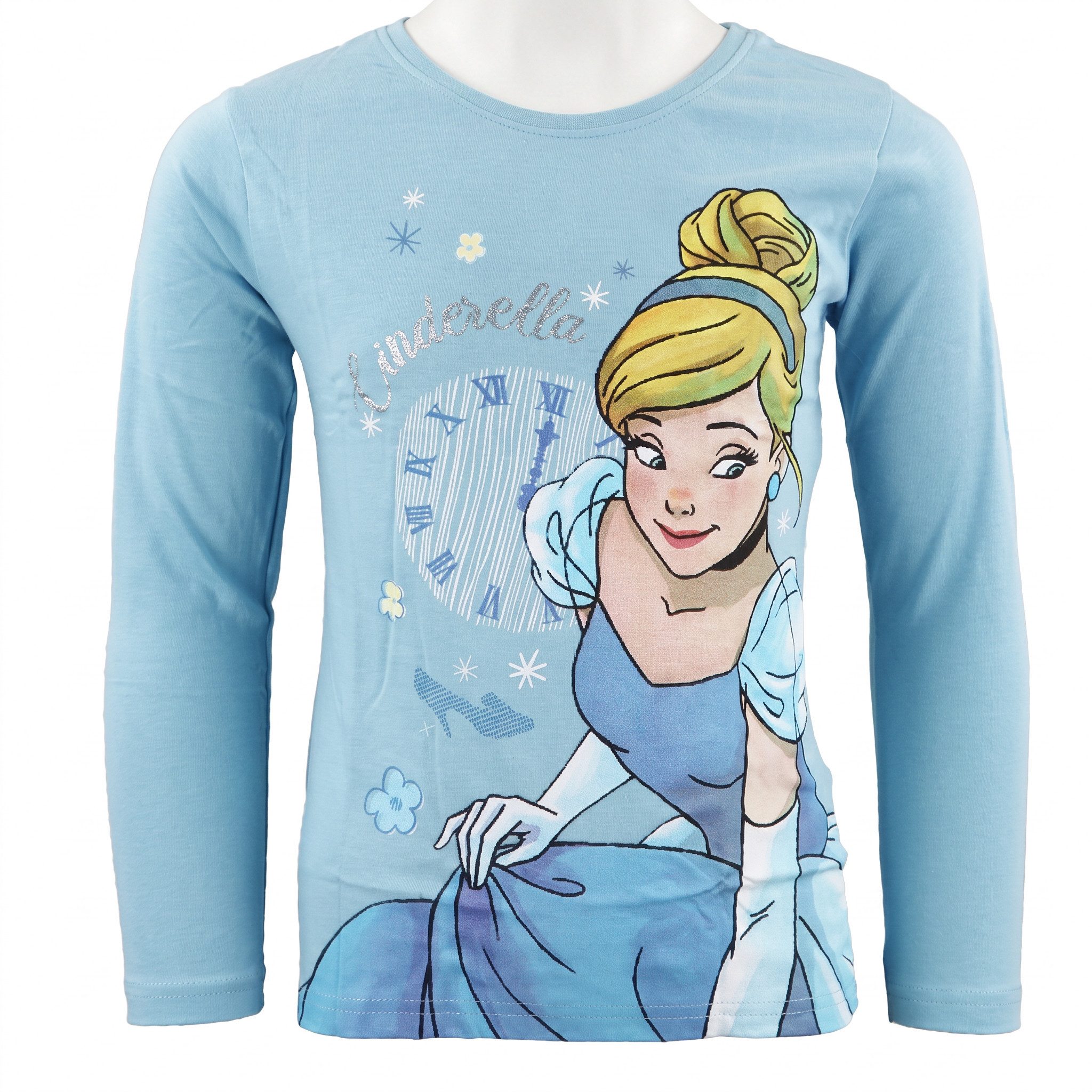 Disney Langarmshirt Disney Cinderella Kinder Mädchen langarm T-Shirt 100% Baumwolle Gr. 98 bis 128