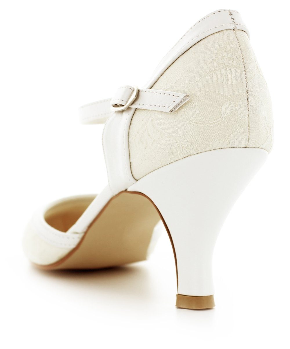 White Lady 800 offwhite-ivory - Brautschuhe aus Spitze und Leder Slingpumps – Bild 4 von 4