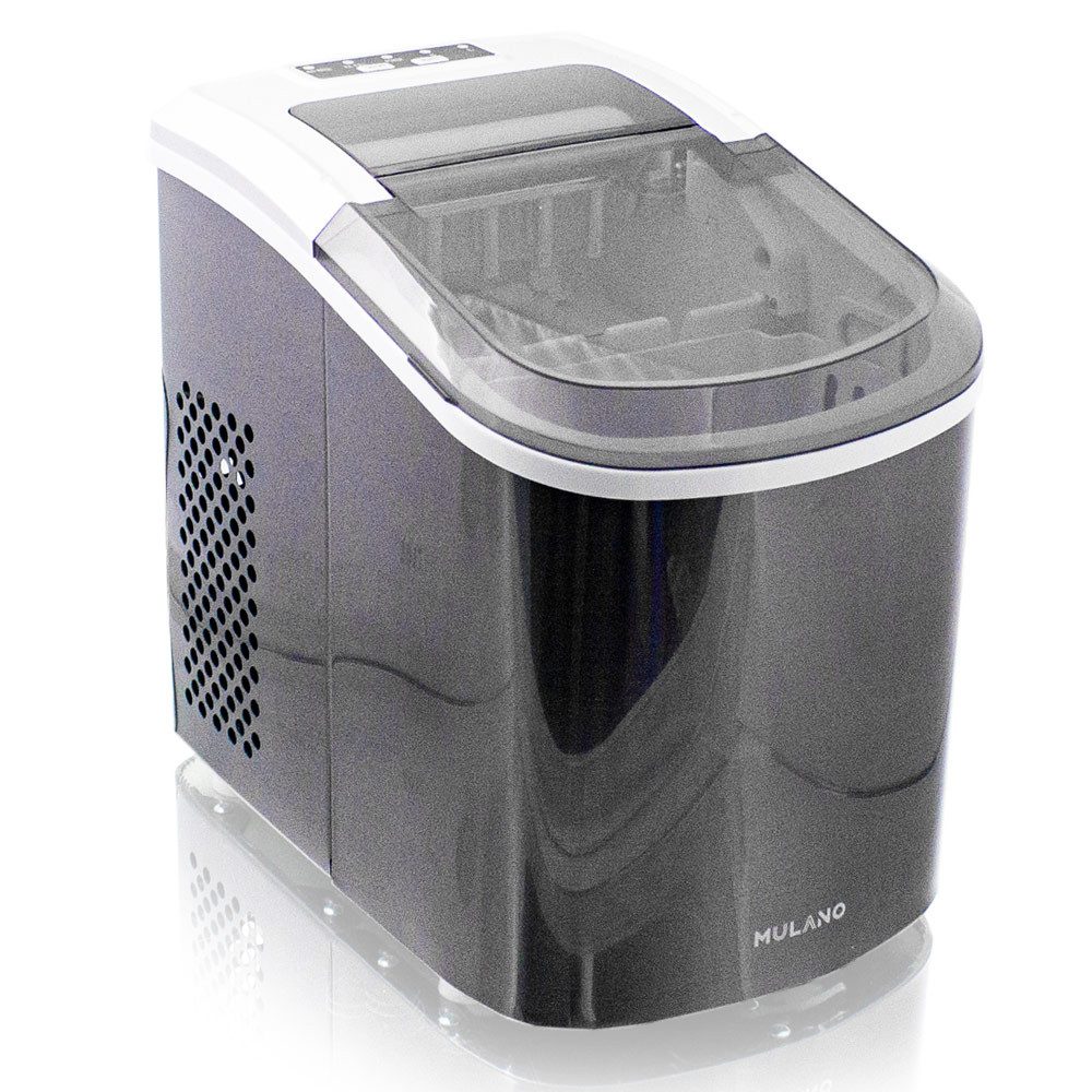 Mulano Elektrischer Eiswürfelbereiter Design Edelstahl Grau, mit transparentem Deckel MS-17110