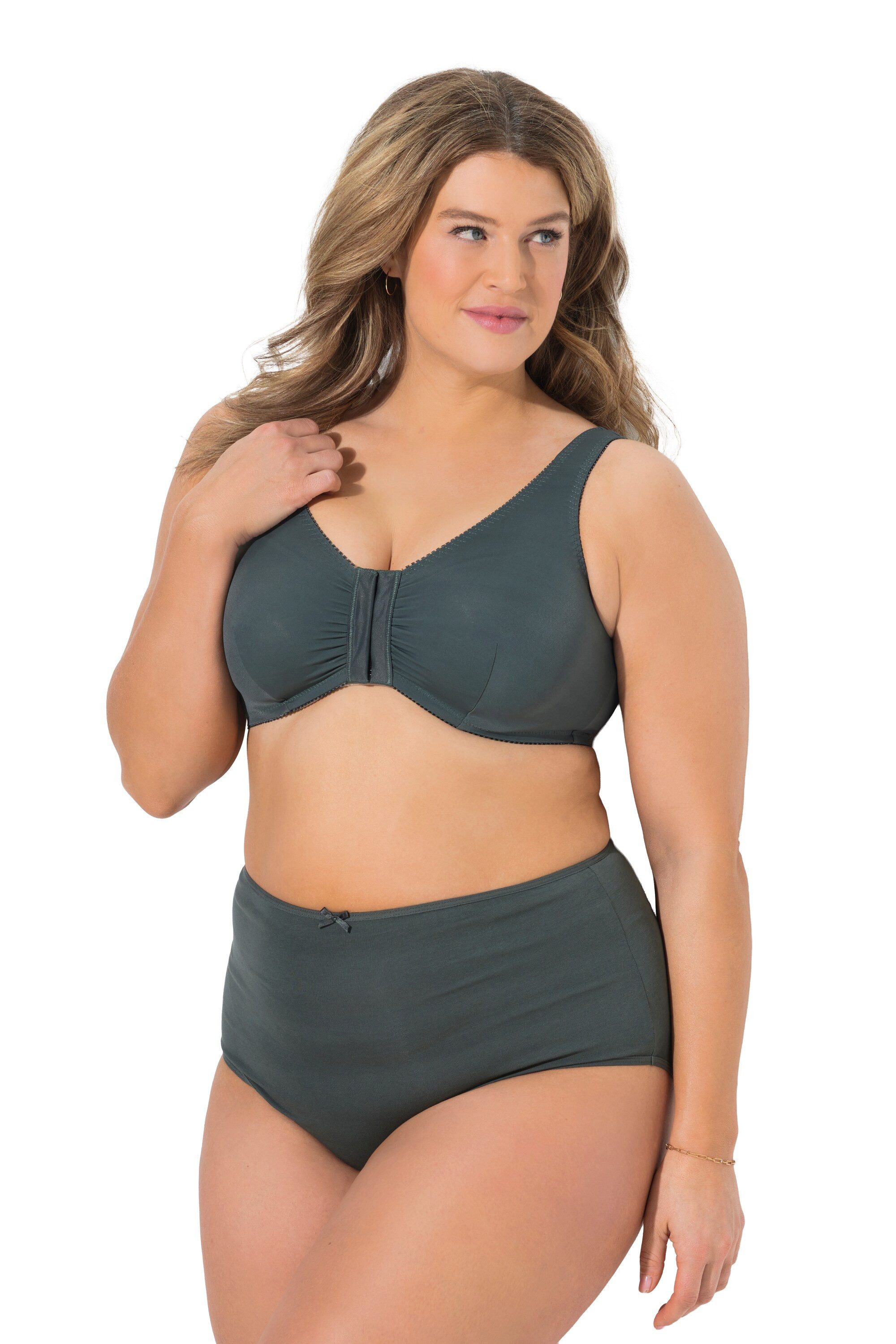 Ulla Popken Bustier Bustiers 2er-Pack Blüten/uni Vorderverschluss