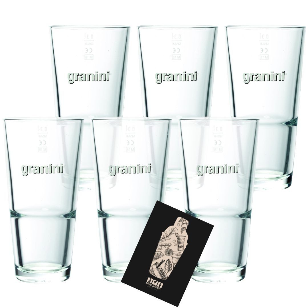 Glas Granini Cocktail Glas 6er-Set - 6 x Stapelbares Glas geeicht 0,3l