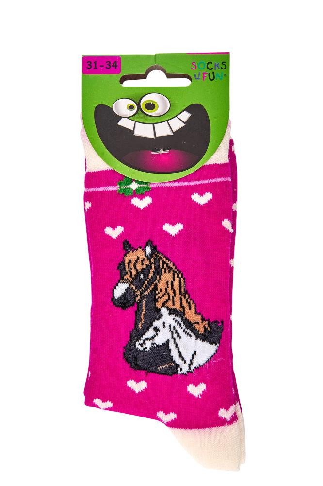 Wowerat Freizeitsocken 3 Paar Kindersocken für Mädchen, Romantik-Pferd, weiche Baumwolle – Bild 5 von 5