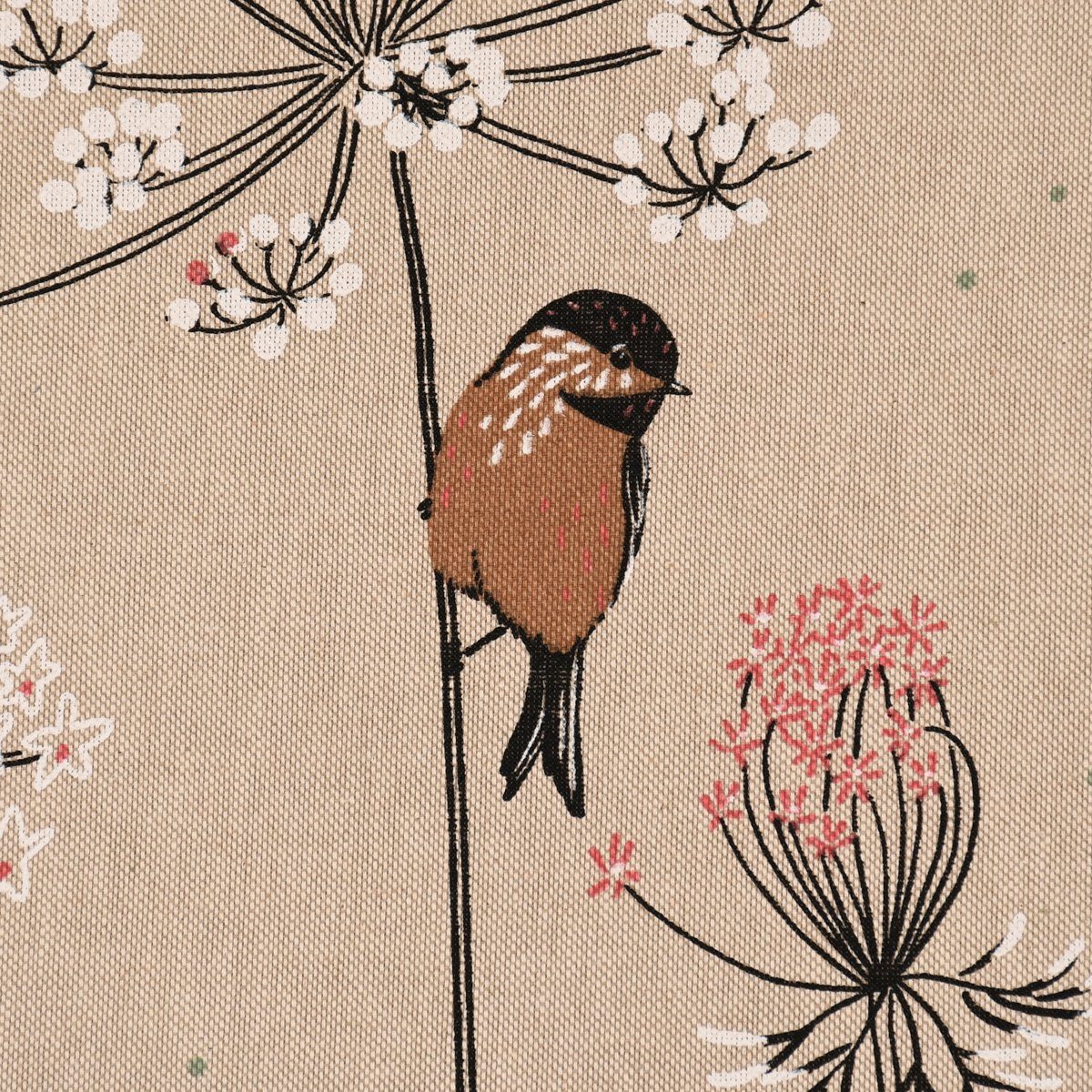 SCHÖNER LEBEN. Vorhang Gardine Soft Branch Blüten Gräser Vögel natur rosa 2, Ösen, blickdicht, Kunstfaser, made in Germany,handmade,vorgewaschen – Bild 5 von 5