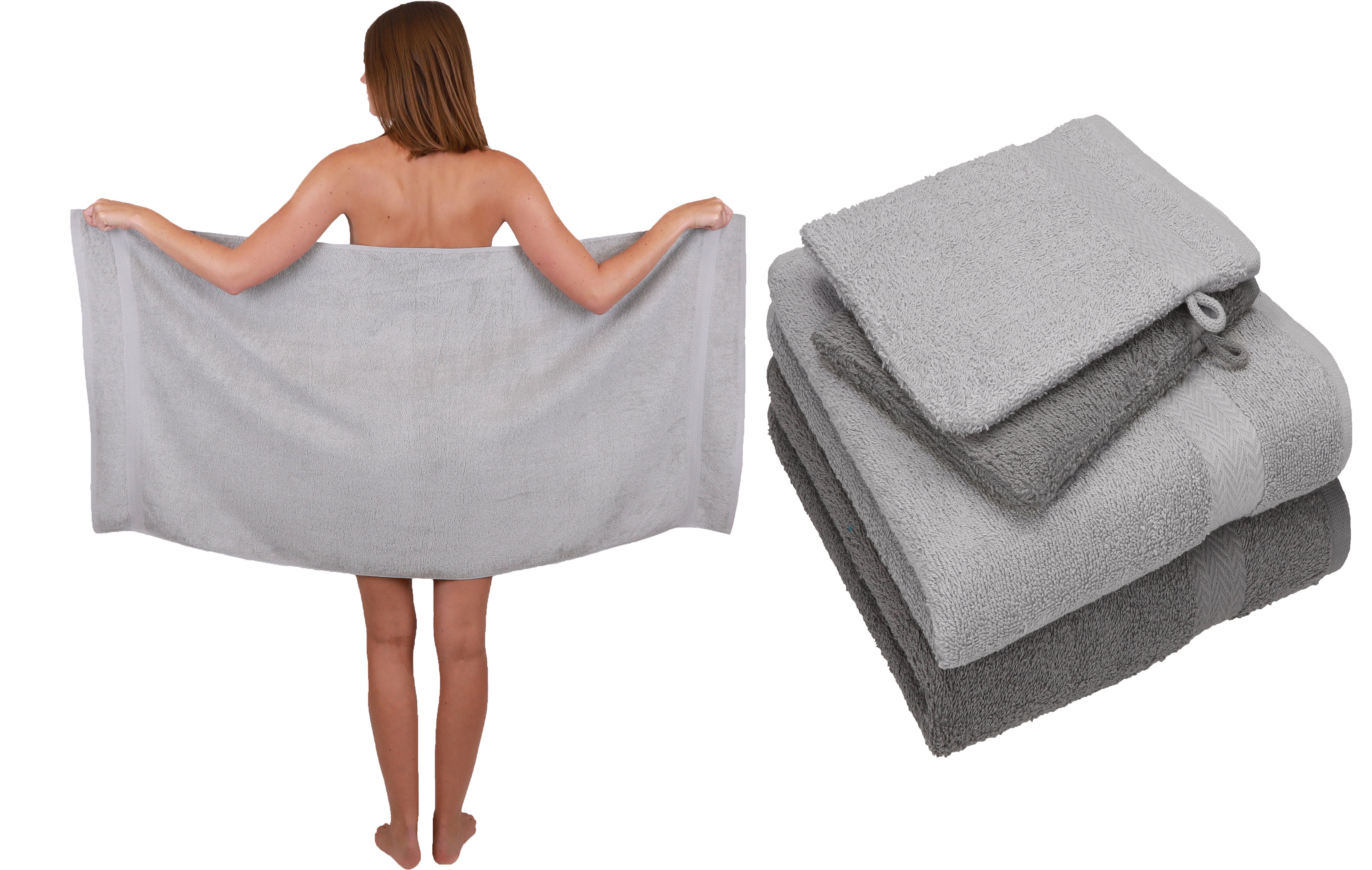 Betz Handtuch Set Betz 5 TLG. Handtuch Set Single Pack 100% Baumwolle 1 Duschtuch 2 Handtücher 2 Waschhandschuhe, Baumwolle, (5-tlg) silbergrau