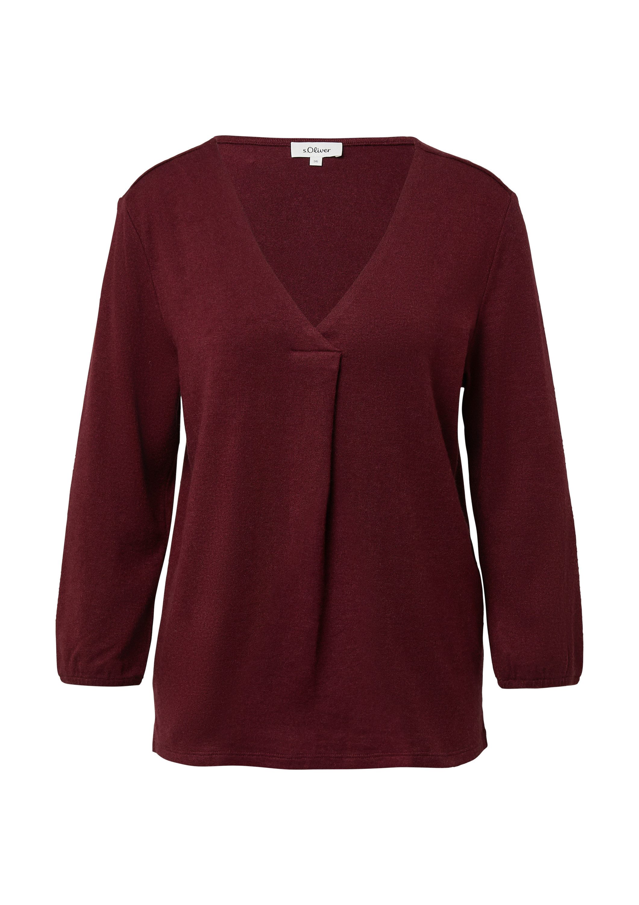 s.Oliver 3/4-Arm-Shirt T-Shirt Meliertes Shirt mit V-Ausschnitt und elastis günstig online kaufen