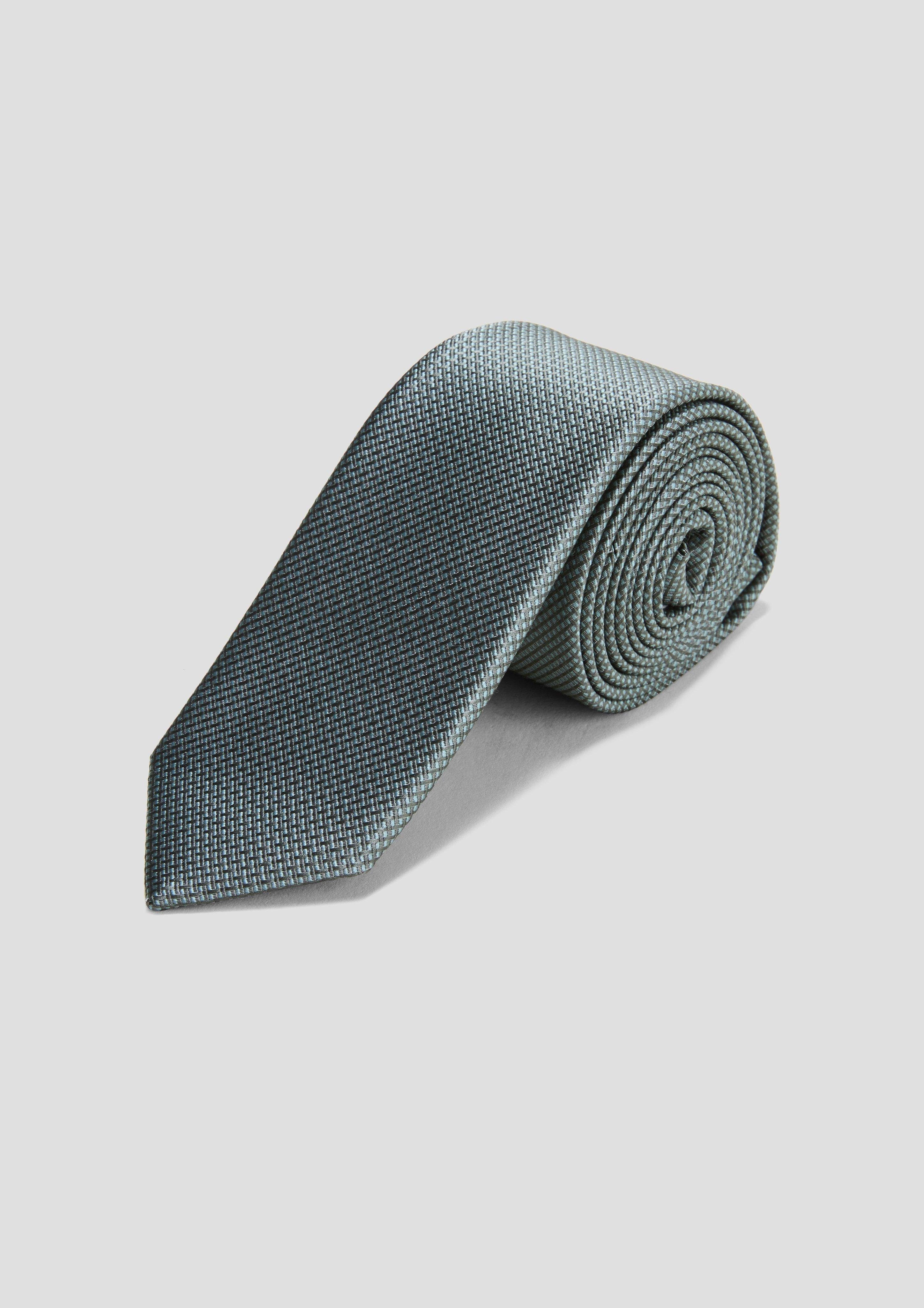 s.Oliver Krawatte Krawatte mit Musterstruktur dunkles salbeigrün