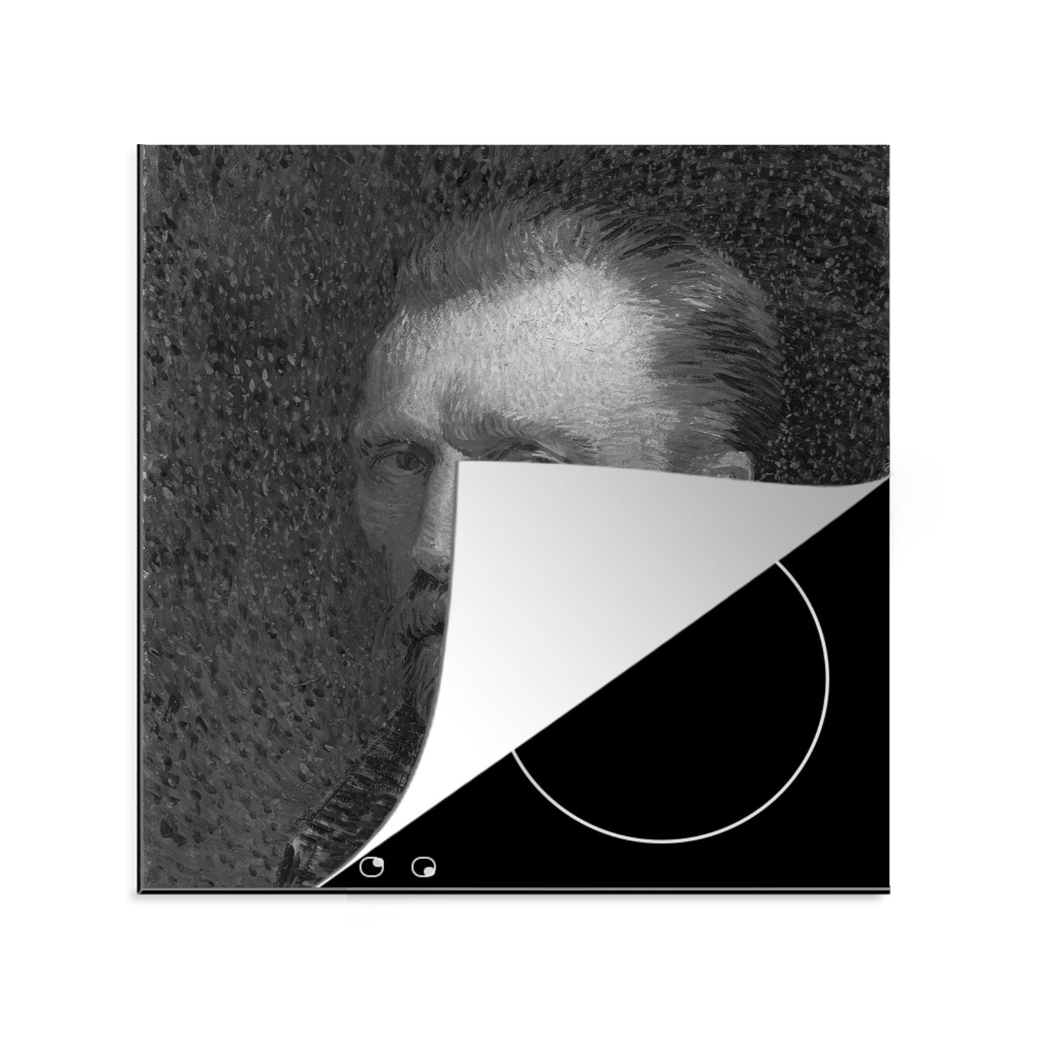 78x78 cm, für Ceranfeldabdeckung, Schwarz (1 Weiß, Vinyl, von Selbstbildnis Gogh - Vincent tlg), - Arbeitsplatte van MuchoWow Herdblende-/Abdeckplatte küche