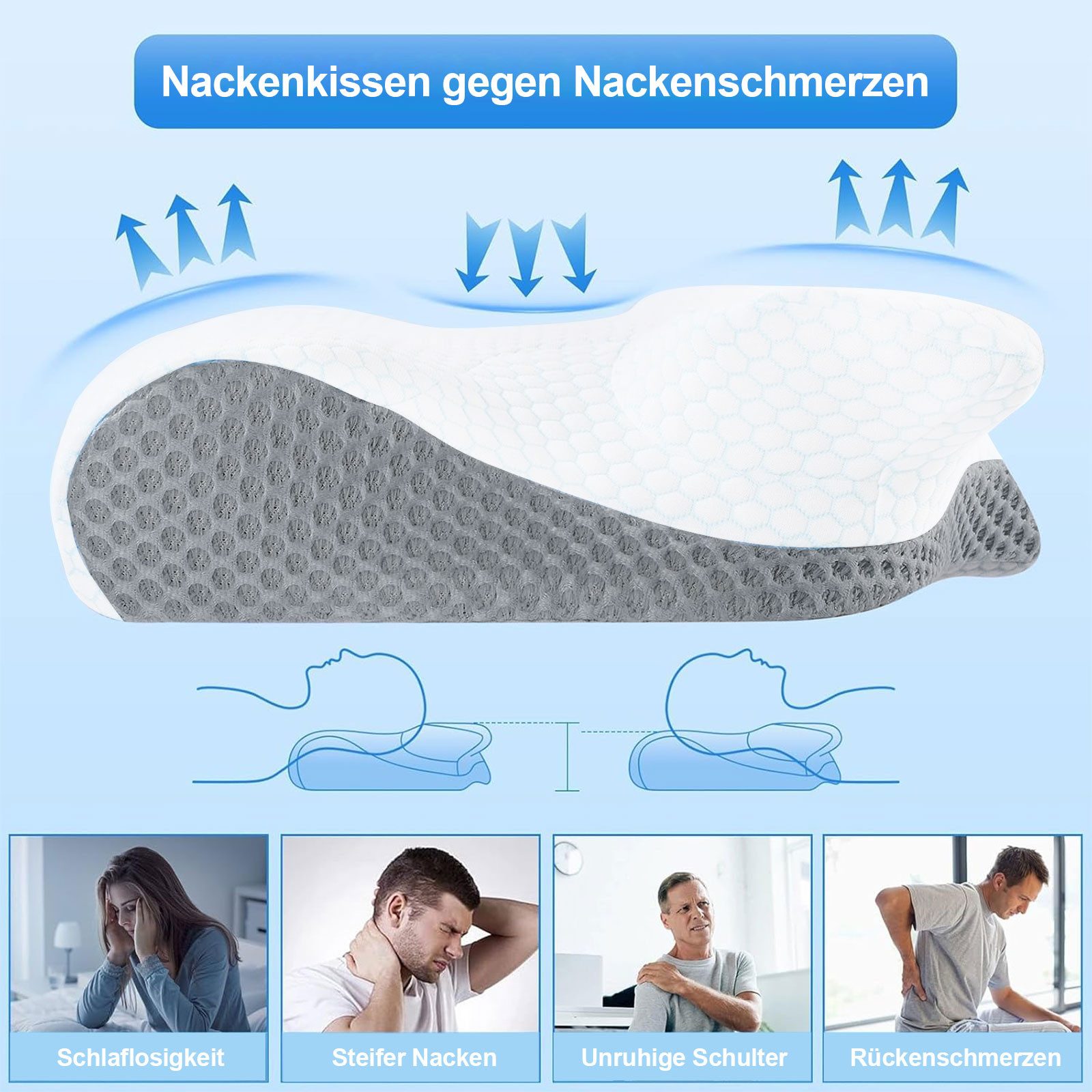 OKWISH Nackenstützkissen Seitenschläferkissen Schlafkissen Orthopädisches K günstig online kaufen