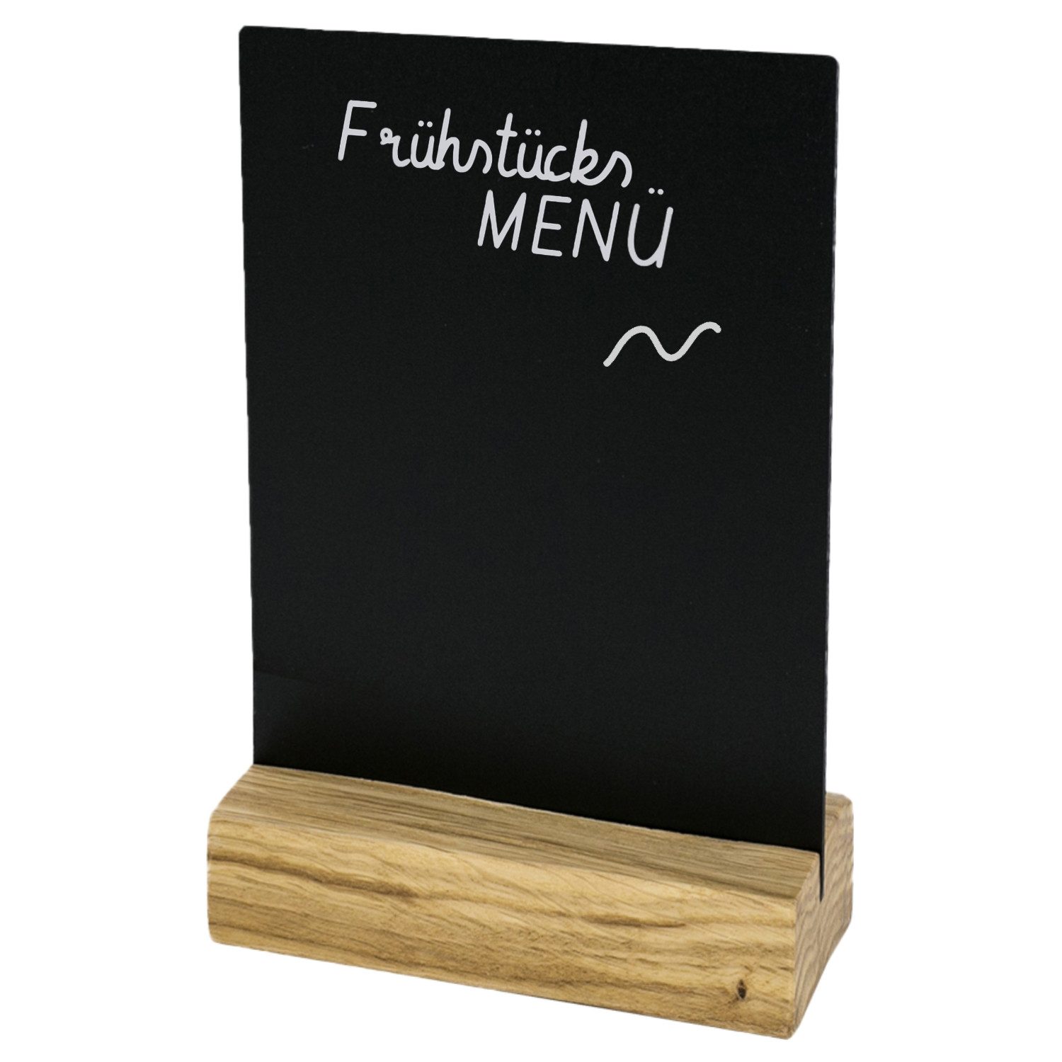 HMF Standtafel Tischaufsteller Kreidetafel mit Holzfuß, (1-tlg), T-Aufsteller, DIN A6, DIY Deko Kreidetafel, Schwarz