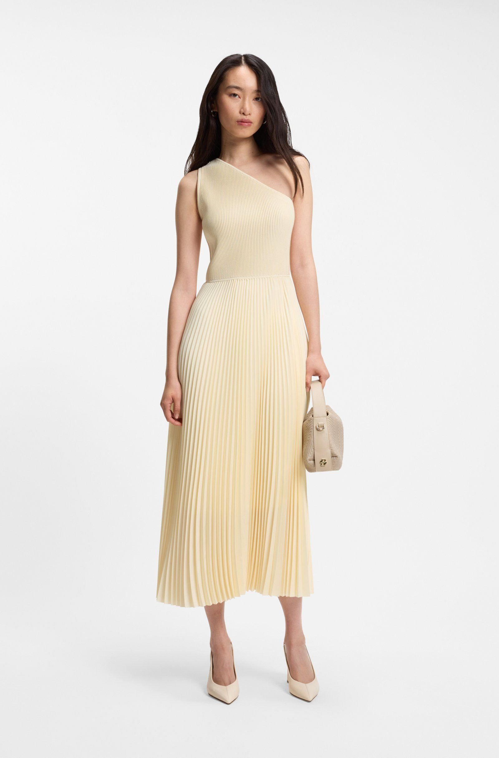 BOSS Jerseykleid Foki mit One-Shoulder-Design (1-tlg)