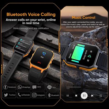 findtime Ergonomisches Design Smartwatch (1,83 Zoll, Android, iOS), mit Telefonfunktion Sportuhr Outdoor Gesundheitsuhr Blutdruckmessung