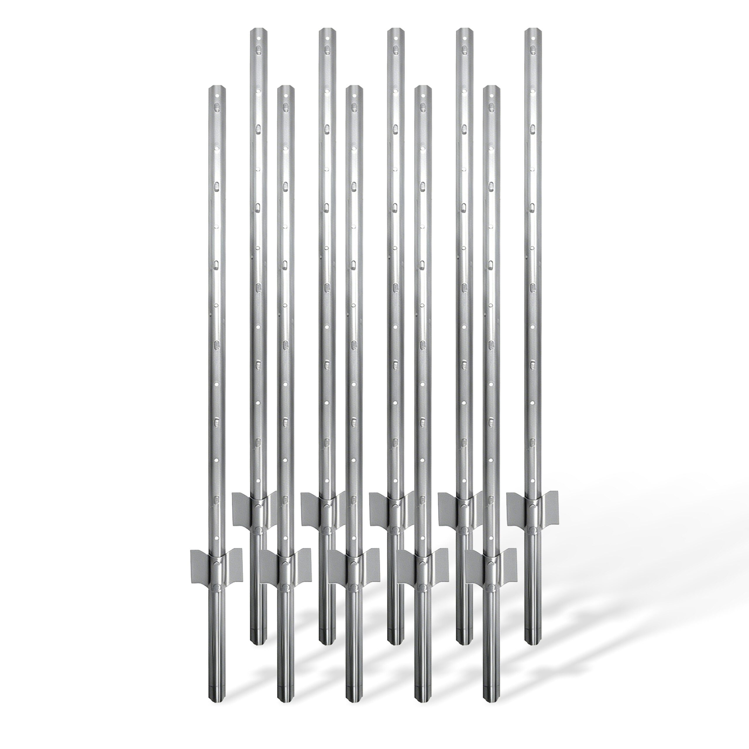relaxdays Zaunpfosten für Drahtzaun im 10er Set, silber, 90 cm