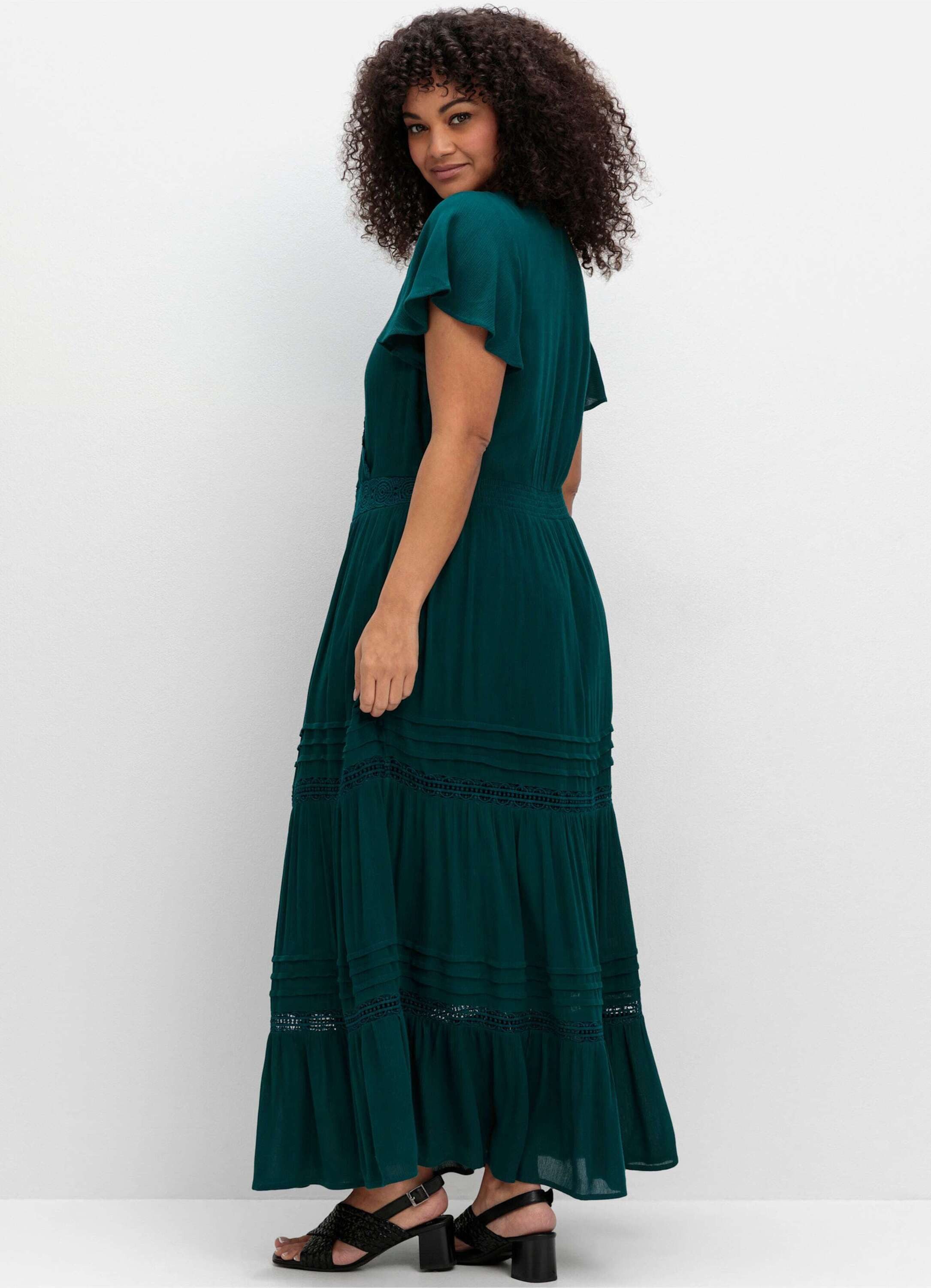 sheego by Joe Browns Etuikleid Maxikleid Kurzarm in Wickeloptik, mit Stufen günstig online kaufen
