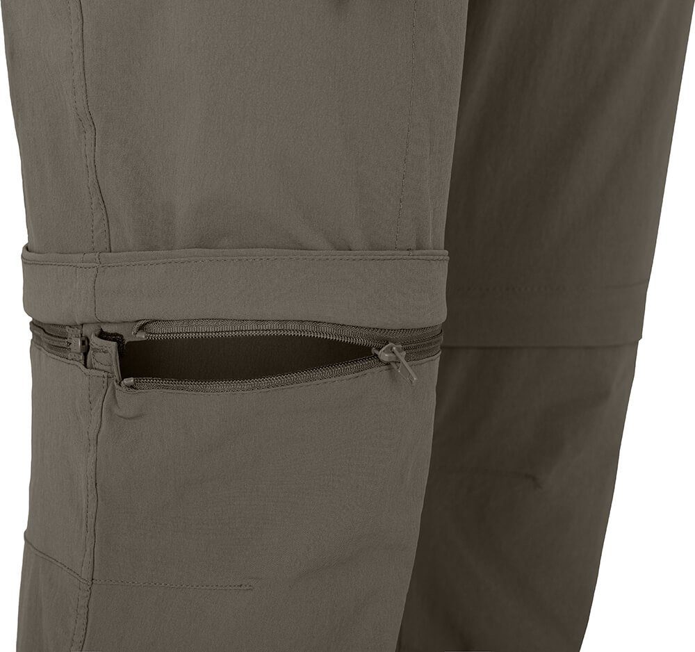 Normalgrößen, Zip-off-Hose Bergson Zipp-Off vielseitig braun/grün pflegeleicht, Wanderhose, YORK Damen (slim)